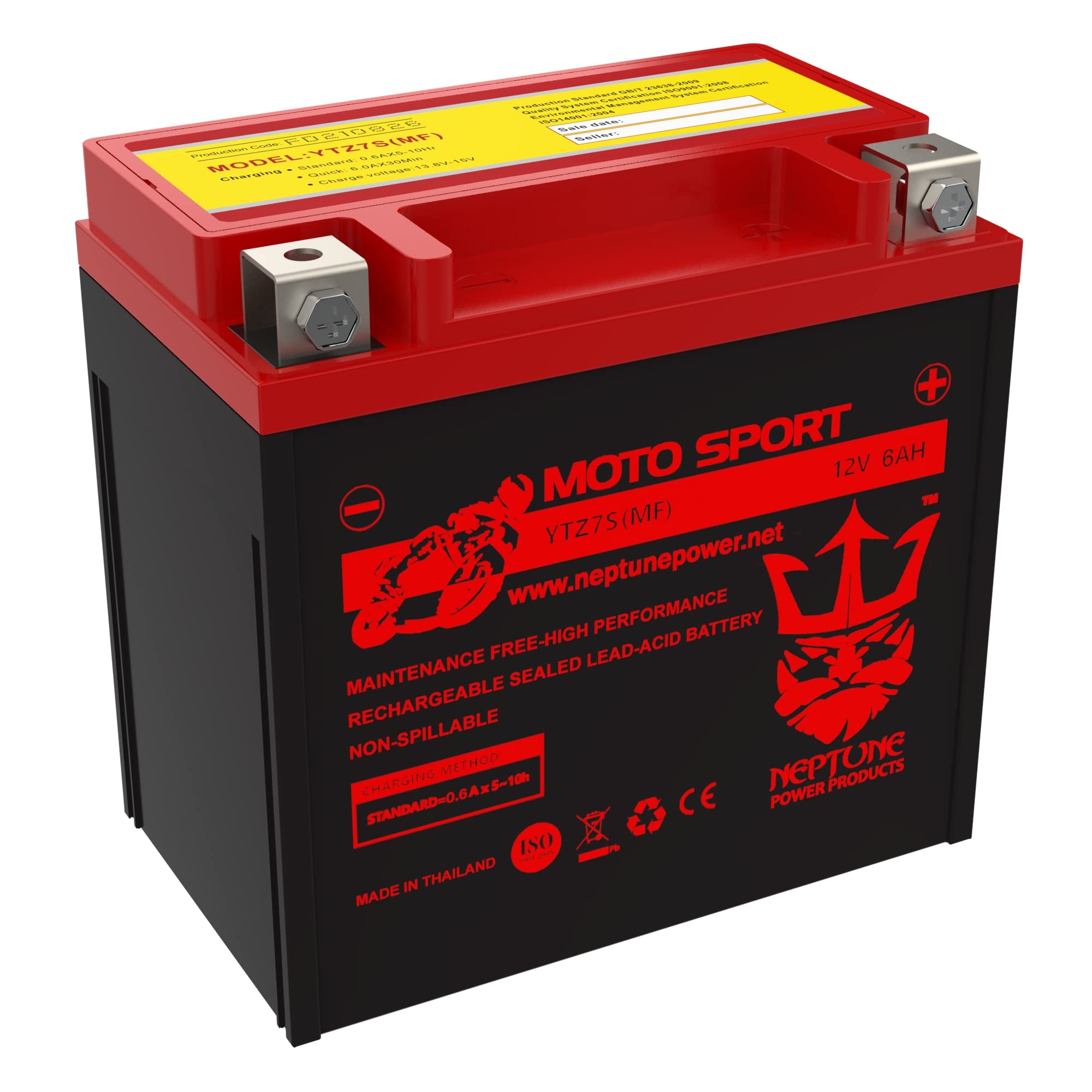 Neptune YTZ7S Replacement Battery for Power-Sonic PTZ7S - Maintenance Free Sealed Powersport Battery for Motorcycles, ATVs & Jet Skis - Reliable Starting Power in Extreme Conditions