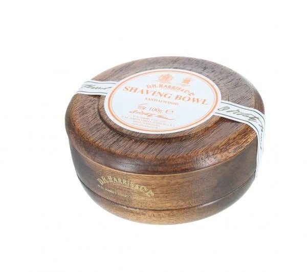 D.R. Harris Sandalwood Shaving Soap in Mahogany Bowl - Luxury Wet Shaving for Men, Perfect Gift for Father's Day & Grooming Enthusiasts