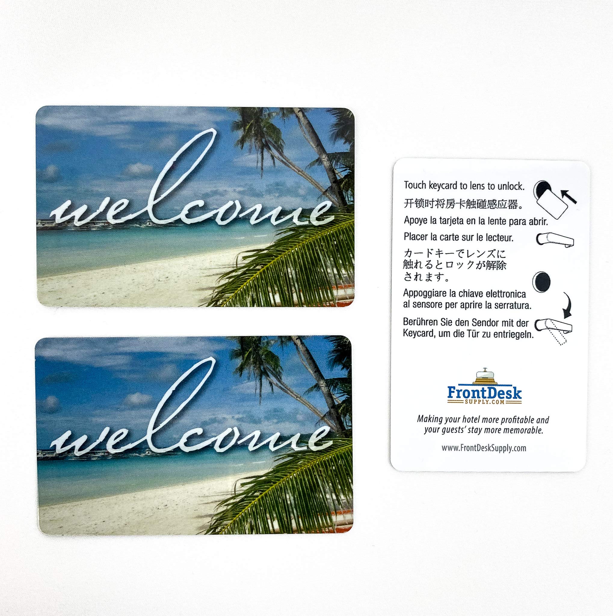 RFID Key Cards (MF1k) - 500 Pack for Hotels, Motels & Resorts - Beach Welcome Design - Secure Access Control for Guest Rooms & Entry Systems