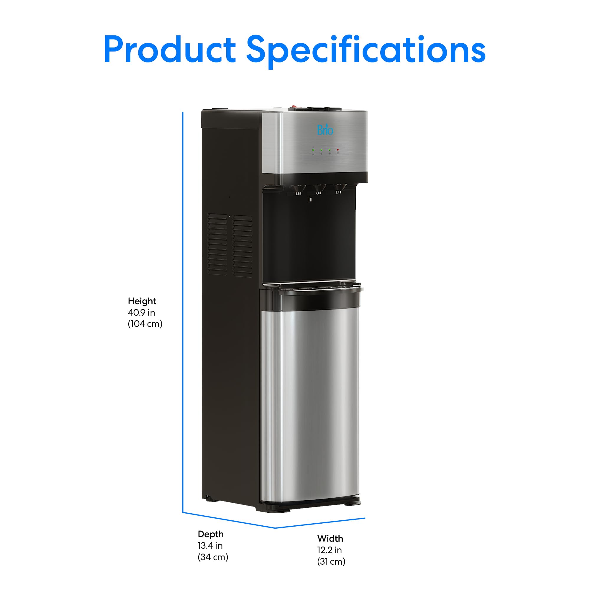 Brio 500 Series Bottleless Water Cooler Dispenser - Countertop & Office Use, Hot & Cold Water Dispenser for Home & Workplace Hydration