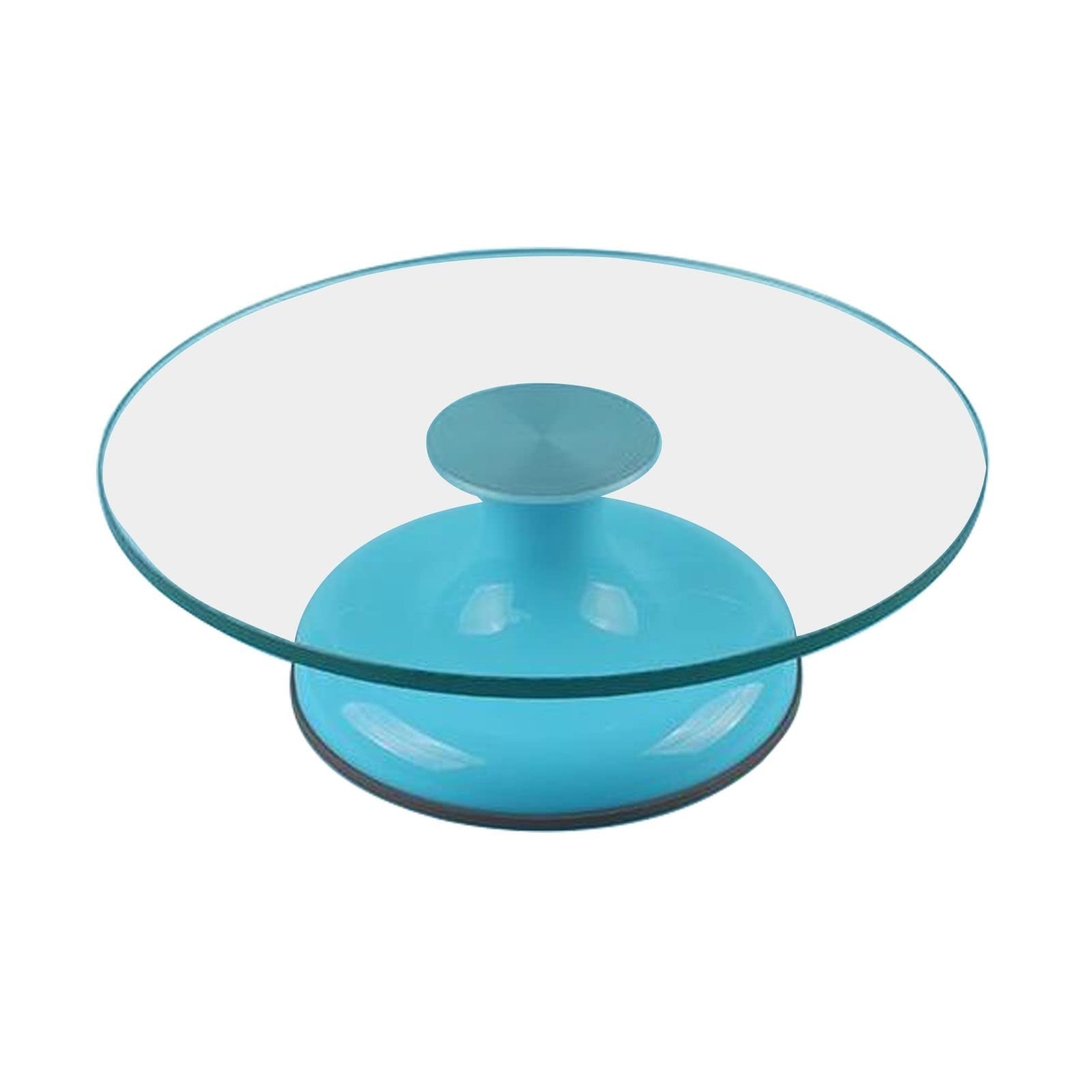 13 Inch Cake Turntable Stand - Smooth Rotating Glass Top Cake Decorating Tool for Professional Bakers, Pastry Chefs & Home Bakers - Perfect for Cake Decorations, Cupcakes & Dessert Presentation (Blue)