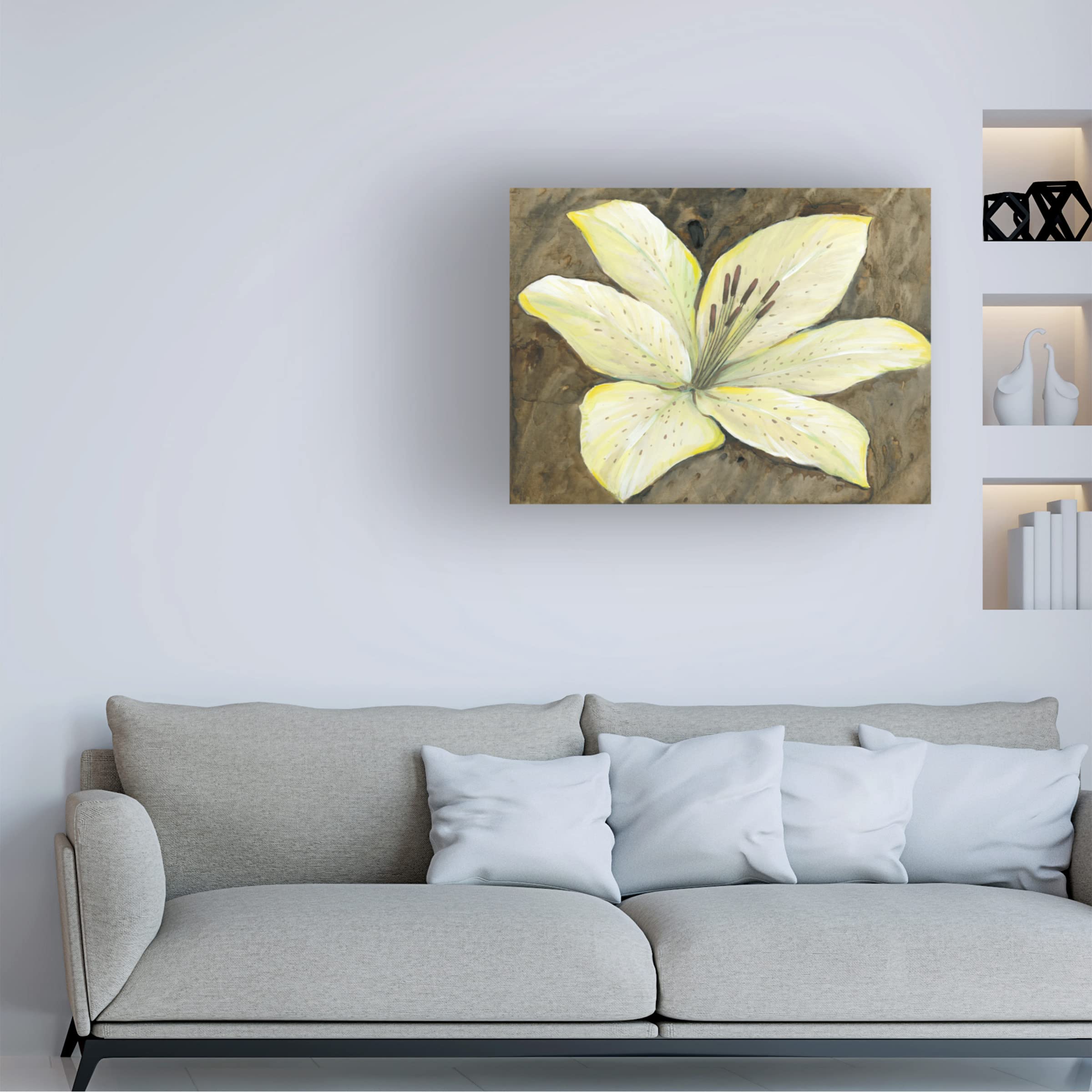 Tim O'Toole 'Neutral Lily I' Canvas Wall Art Print - Modern Floral Home Decor for Living Room, Bedroom & Office