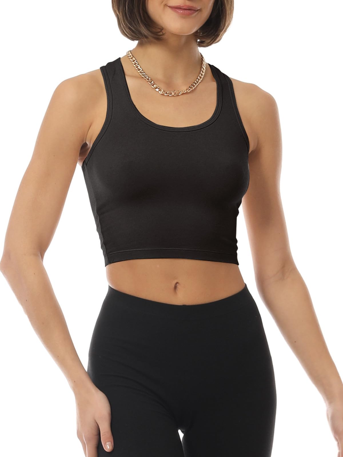 MixMatchy Women's Workout Crop Tank Tops - 3 Pack Racerback Yoga Shirts, Breathable Cotton Sleeveless Gym Tops for Running, Pilates & Fitness | Perfect for Yoga Class, Gym Workouts & Summer Outdoor Activities