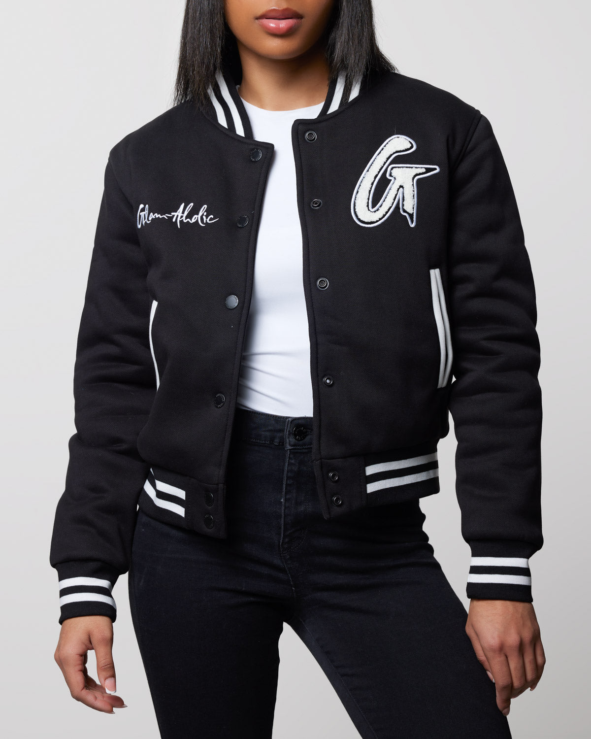 Essential Varsity Jacket for Men & Women - Classic Black Letterman Jacket with Ribbed Collar & Cuffs | Perfect for School, Sports & Casual Outfits