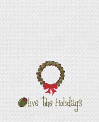 C&F Home 18x27 Christmas Kitchen Towel - Olive The Holidays Design - Absorbent Cotton Dish Towels for Holiday Cooking, Baking & Festive Kitchen Decor