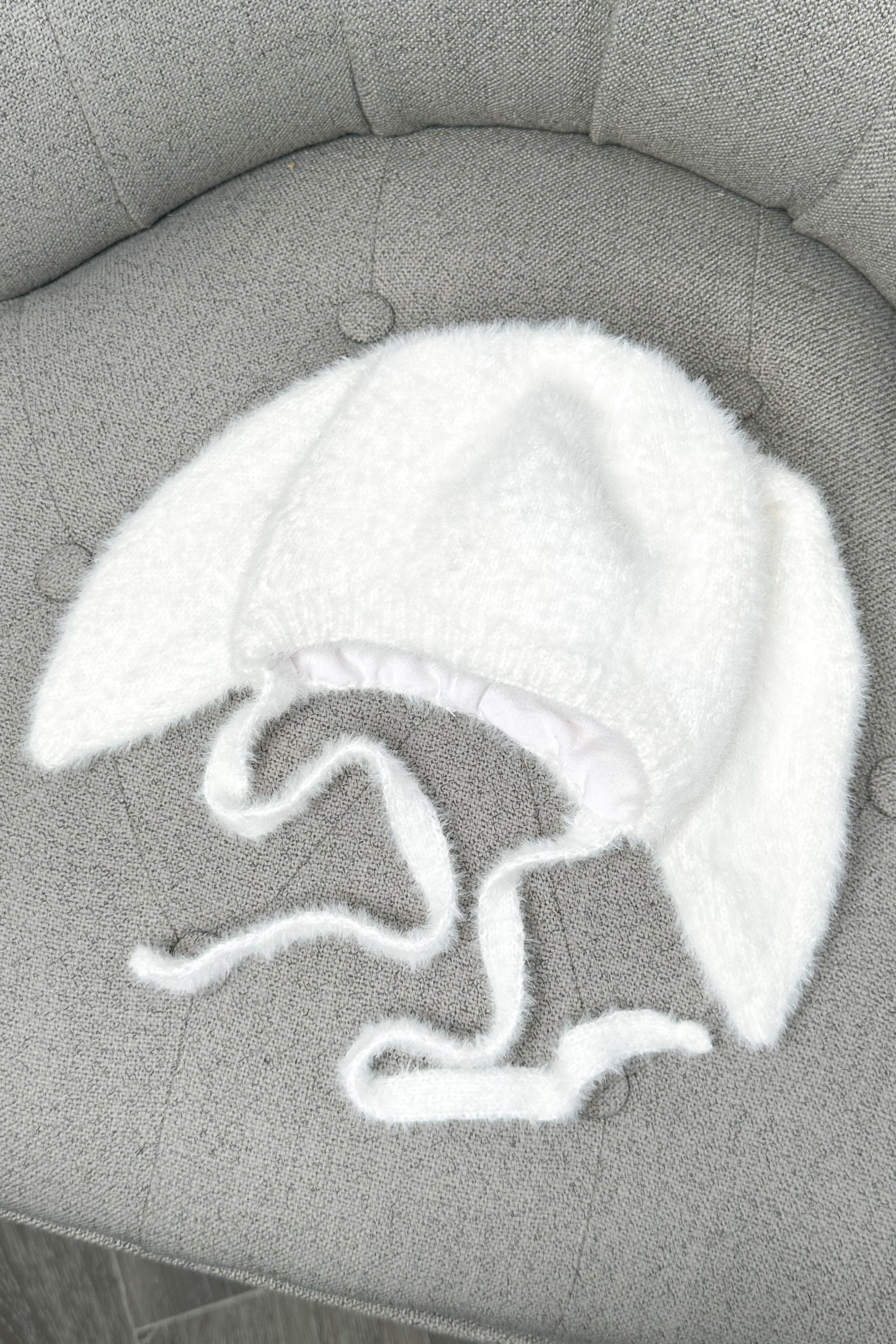 Fluffy White Bunny Ear Hat - Soft & Warm Winter Knit Beanie for Women & Girls - Perfect for Easter, Halloween, Christmas Costumes & Cold Weather Fashion