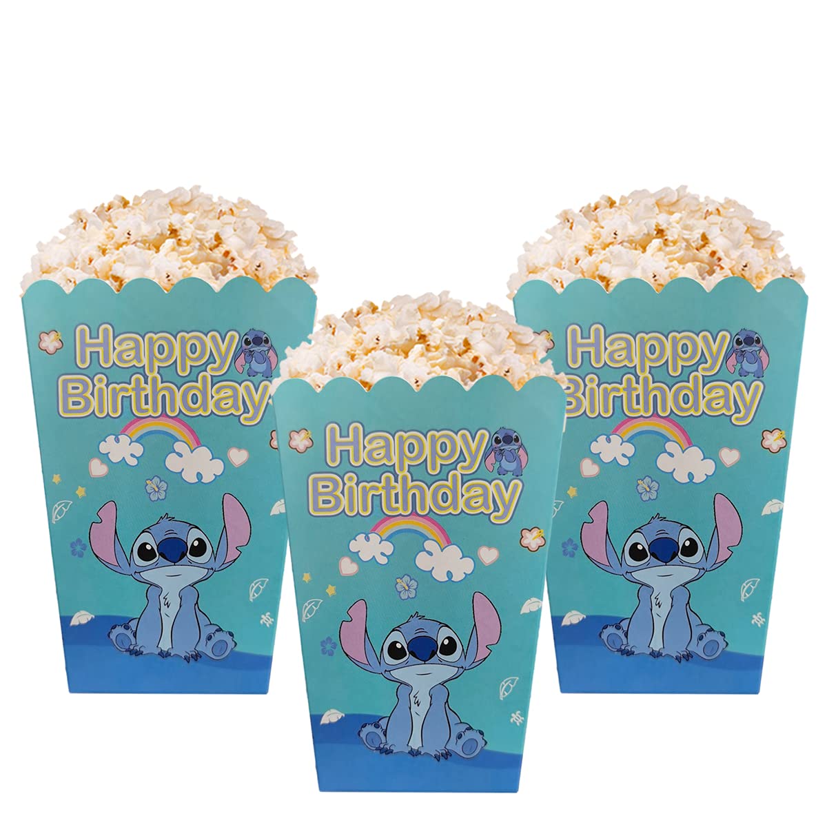 12Pcs Lilo & Stitch Themed Popcorn Boxes for Movie Night, Birthday Party Supplies - Perfect for Disney Themed Parties, Kids Birthday Decorations & Family Movie Nights