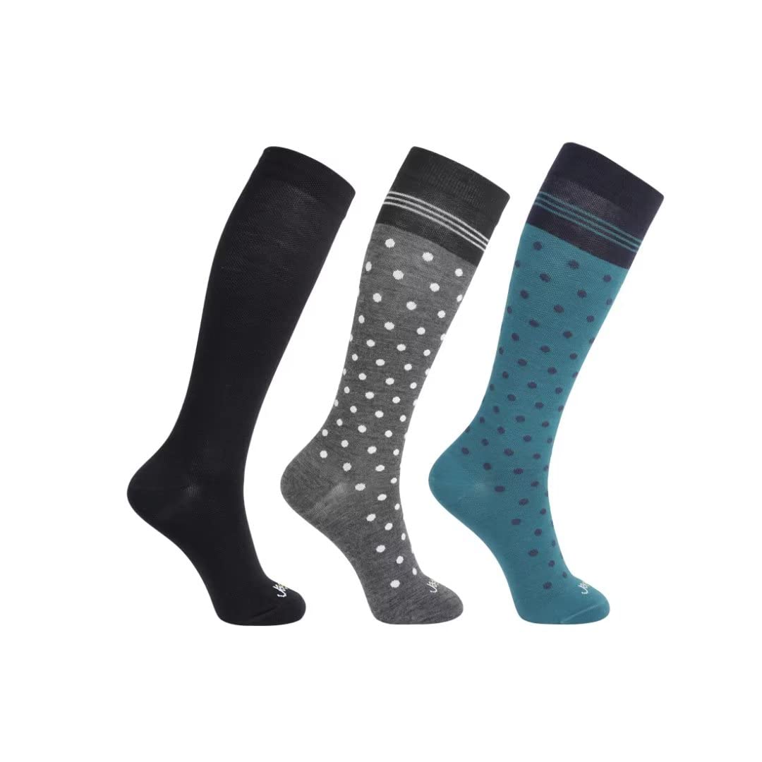 JAVIE Comfy Merino Wool Graduated Compression Socks for Women & Men (15-20mmHg) - Knee High Support Stockings for Travel, Running & Varicose Vein Relief