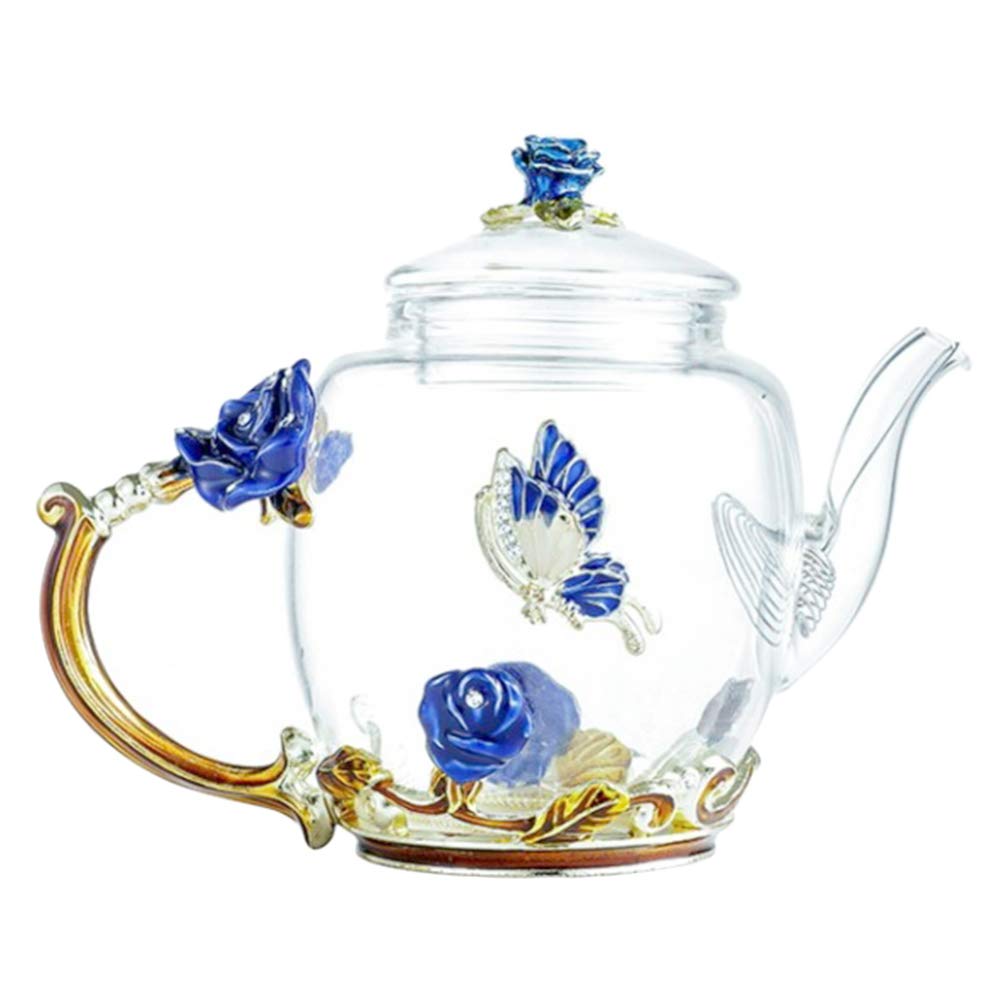 OSALADI Enamel Tea Kettle - Stovetop Glass Coffee & Milk Warmer Pot for Gas/Electric Stove - Vintage Blue Water Kettle for Home, Kitchen, Restaurant & Outdoor Camping (Perfect for Tea Brewing, Coffee Making & Hot Beverage Preparation)