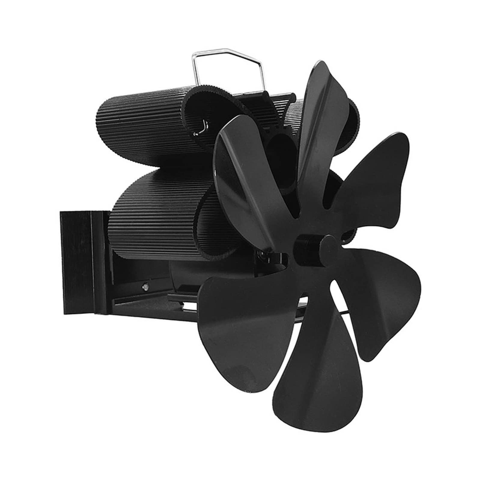 SYXYSM 6 Blade Black Heat Powered Fireplace Fan - Eco Friendly Wood Stove Fan for Efficient Heat Distribution - Quiet Log Burner Fan for Home Heating - Wall Mounted (Perfect for Living Rooms, Bedrooms & Cabins)