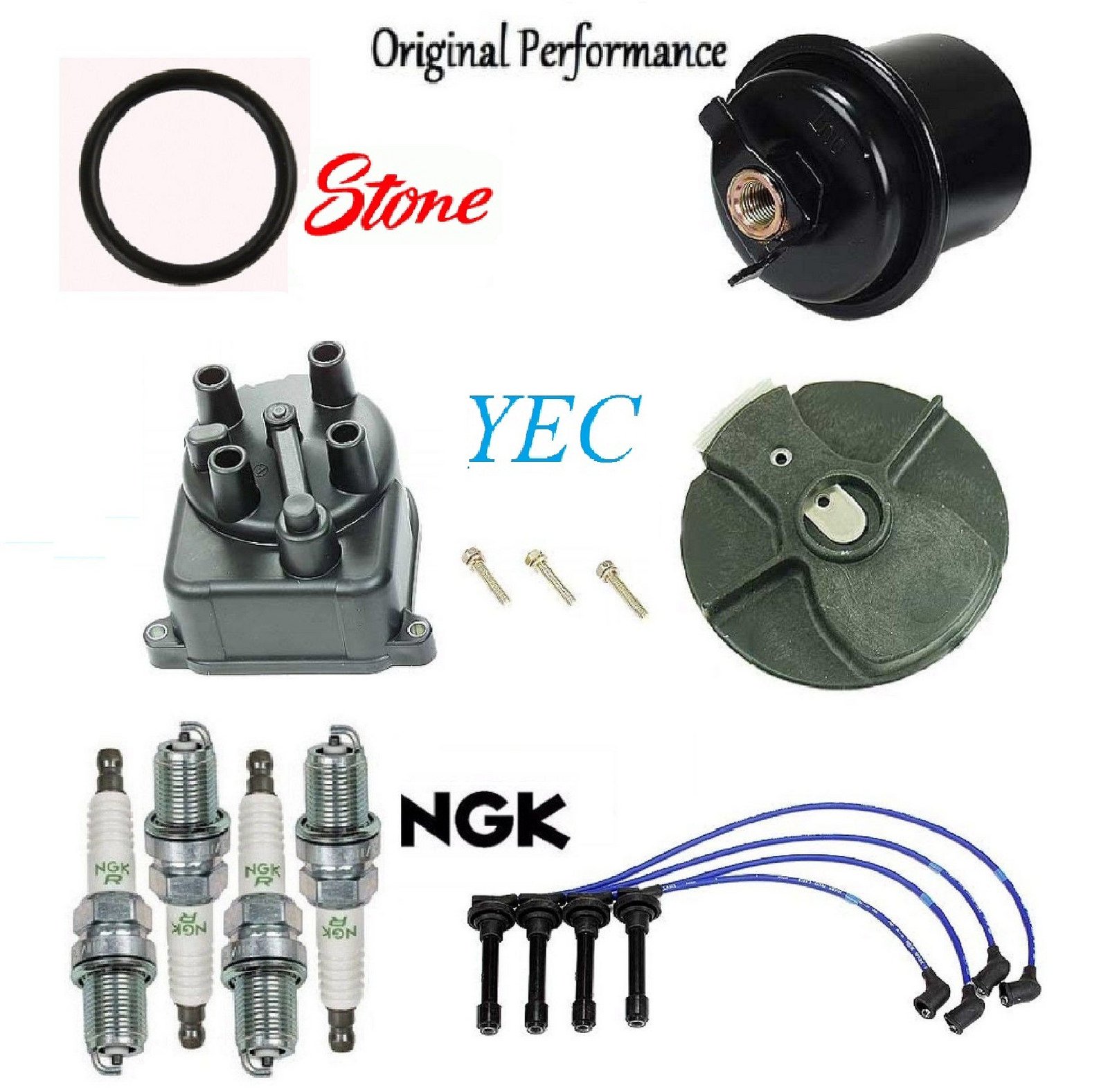 NGK Tune Up Kit for Honda CR-V 2.0L 1998 - Gas Filter, Cap, Rotor, Wires & Spark Plugs | Complete Engine Maintenance Set for Improved Performance & Fuel Efficiency