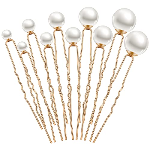 32-Piece Wedding Pearl Hair Pins Set - Bridal Rhinestone U-Shape Barrettes for Bride & Bridesmaids (Gold) | Elegant Hair Accessories for Women & Girls | Perfect for Weddings, Proms & Special Occasions