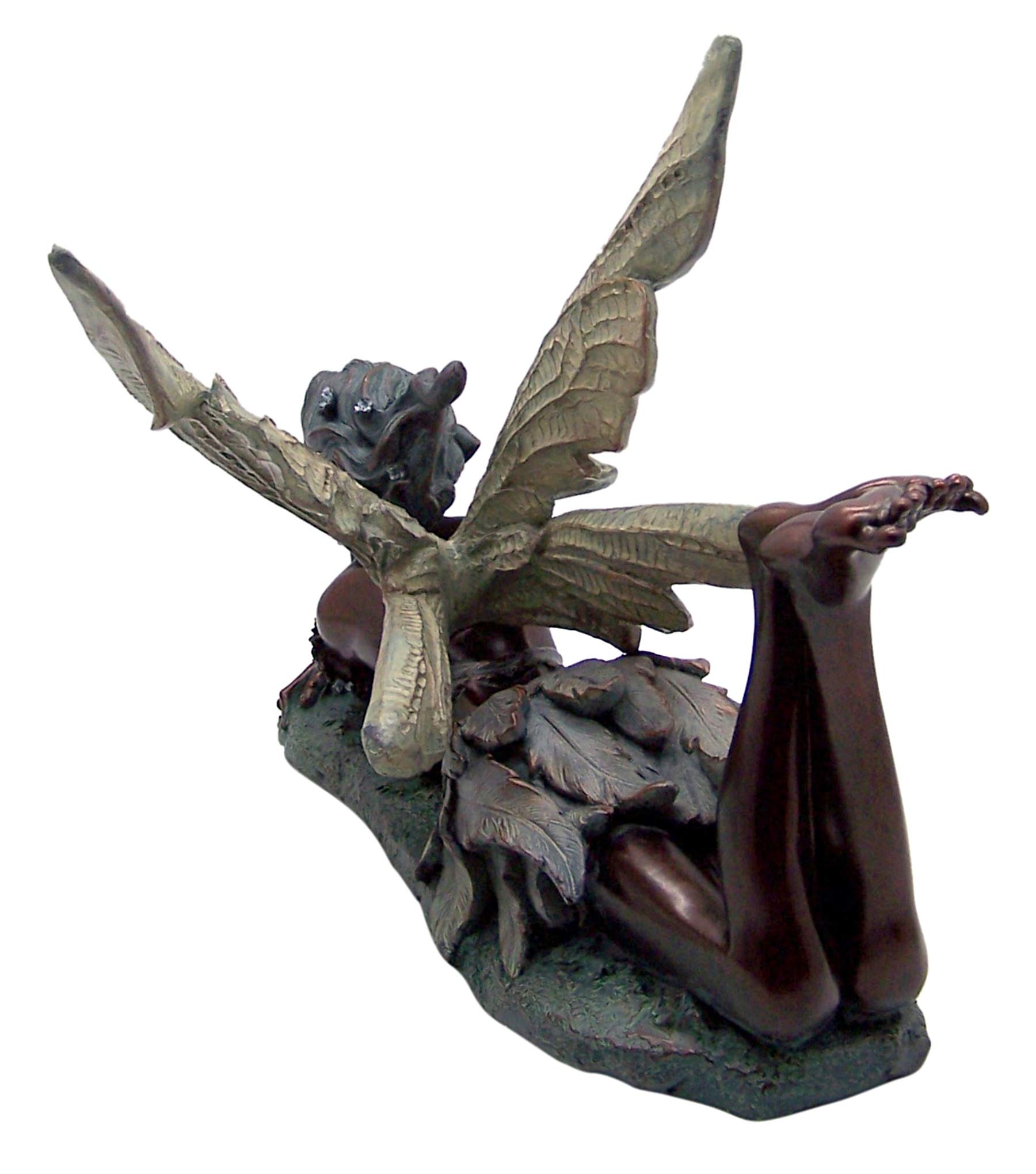 Wowser Daydreaming Fairy Garden Statue - 18 Inch Bronze Finish with Green Accents - Perfect for Outdoor Decor, Fairy Gardens & Backyard Landscaping