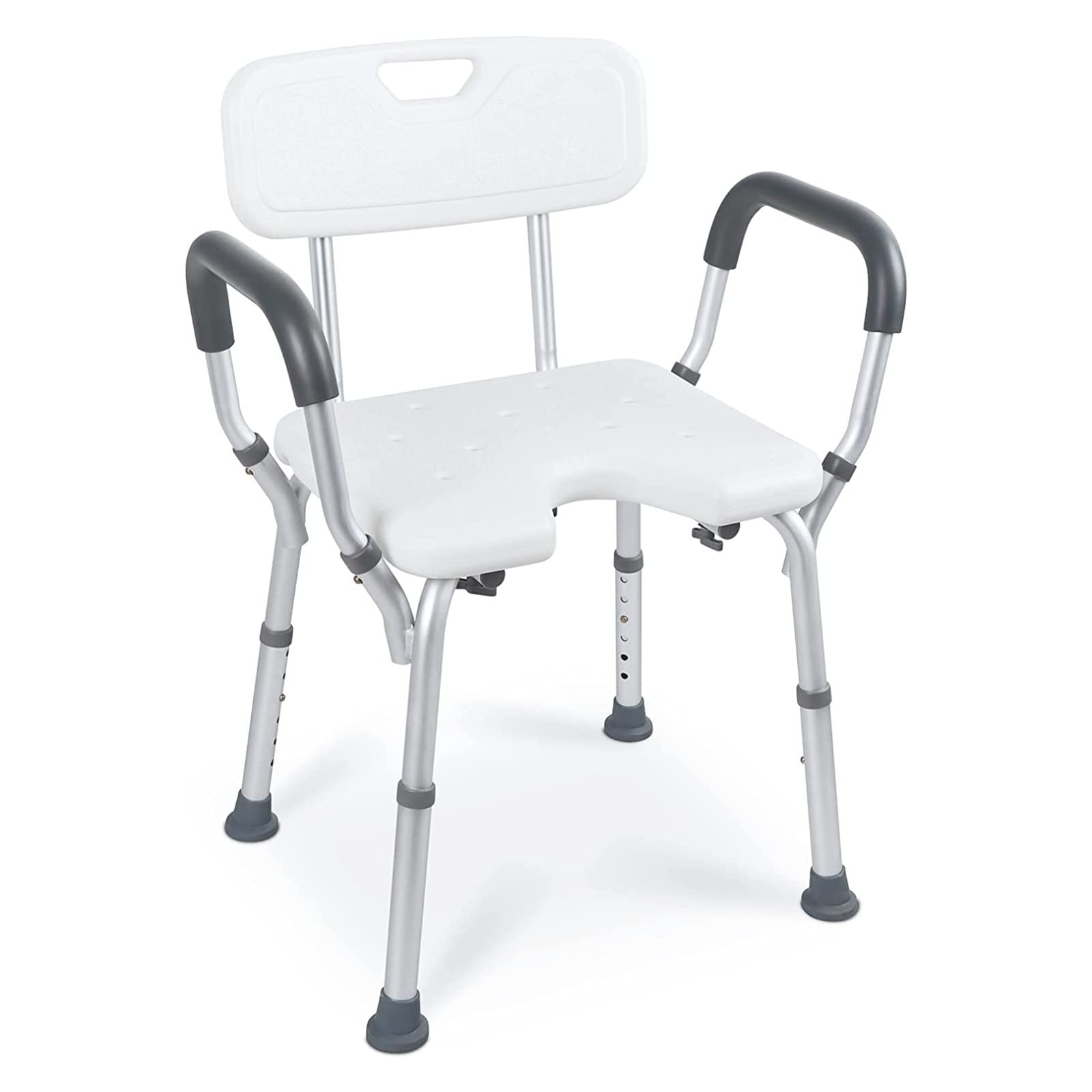 U-Shaped Cut Shower Chair with Padded Armrests & Back Support - Heavy Duty Bath Seat for Seniors, Disabled & Handicap - Supports 300 lbs - Ideal for Safe Bathing & Elderly Care at Home