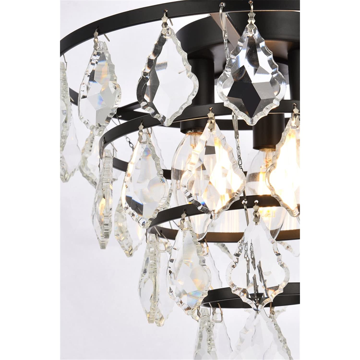 12 Inch Black Ella Flush Mount Ceiling Light - Modern Indoor Lighting Fixture for Living Room, Bedroom & Kitchen Decor