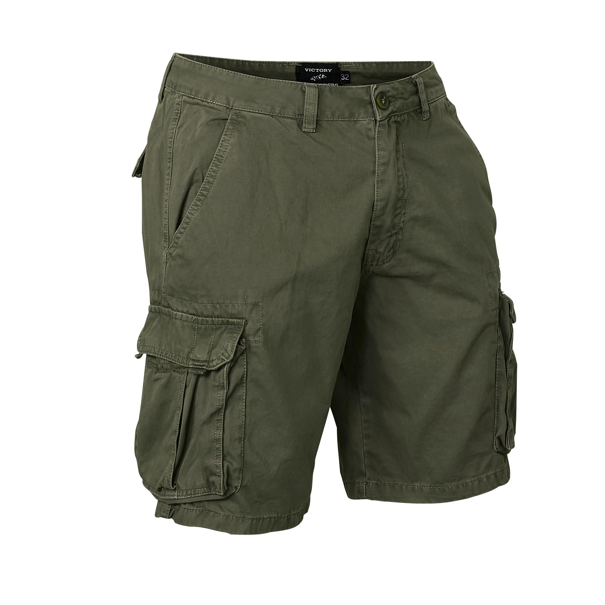 Victory Men's Twill Cargo Shorts - Lightweight Cotton Casual Shorts with Multiple Pockets for Outdoor Hiking, Camping & Summer Travel | Comfortable & Durable