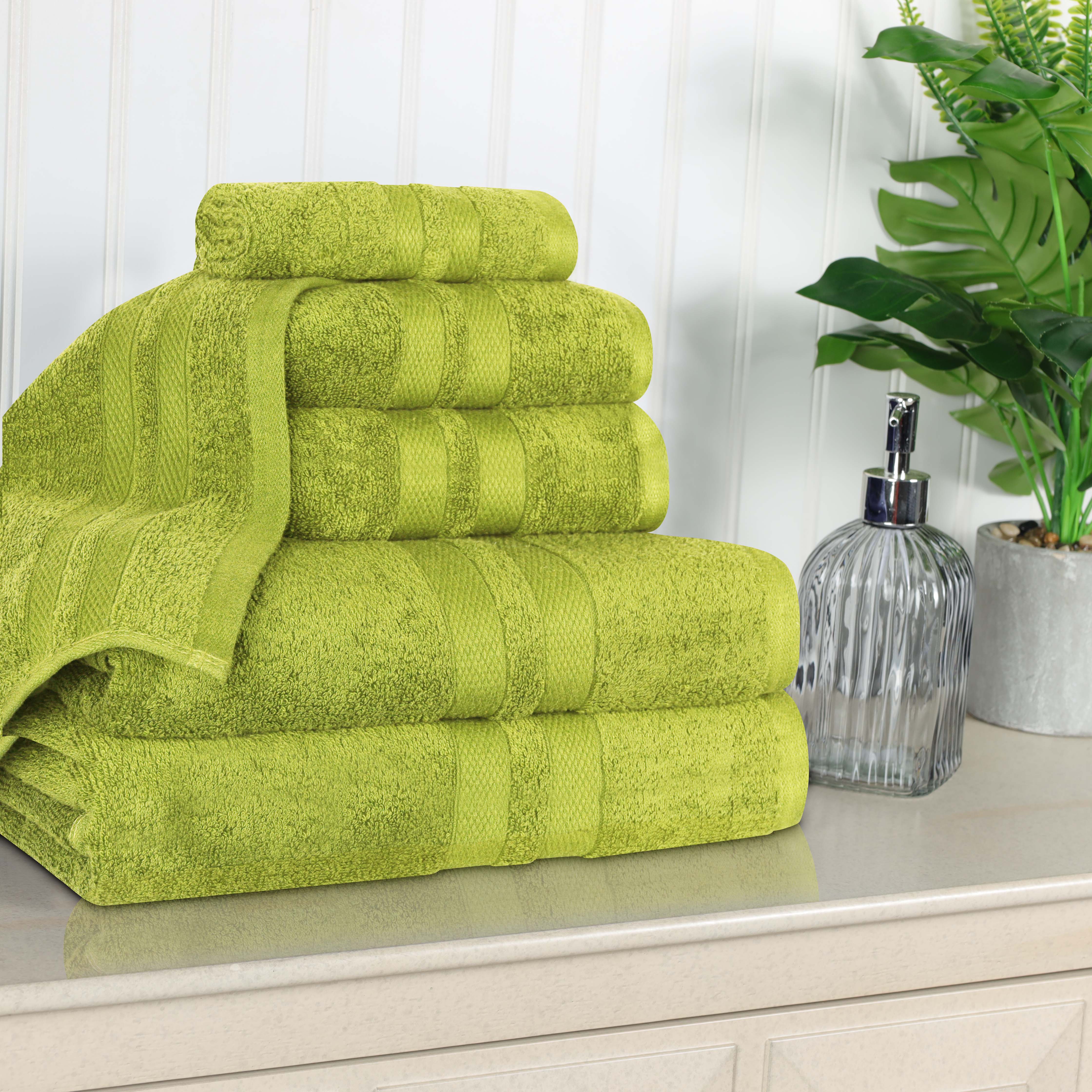Ultra Soft Cotton Absorbent Bath Towel Set - 6 Piece Solid Color Collection for Spa, Gym & Luxury Home Use