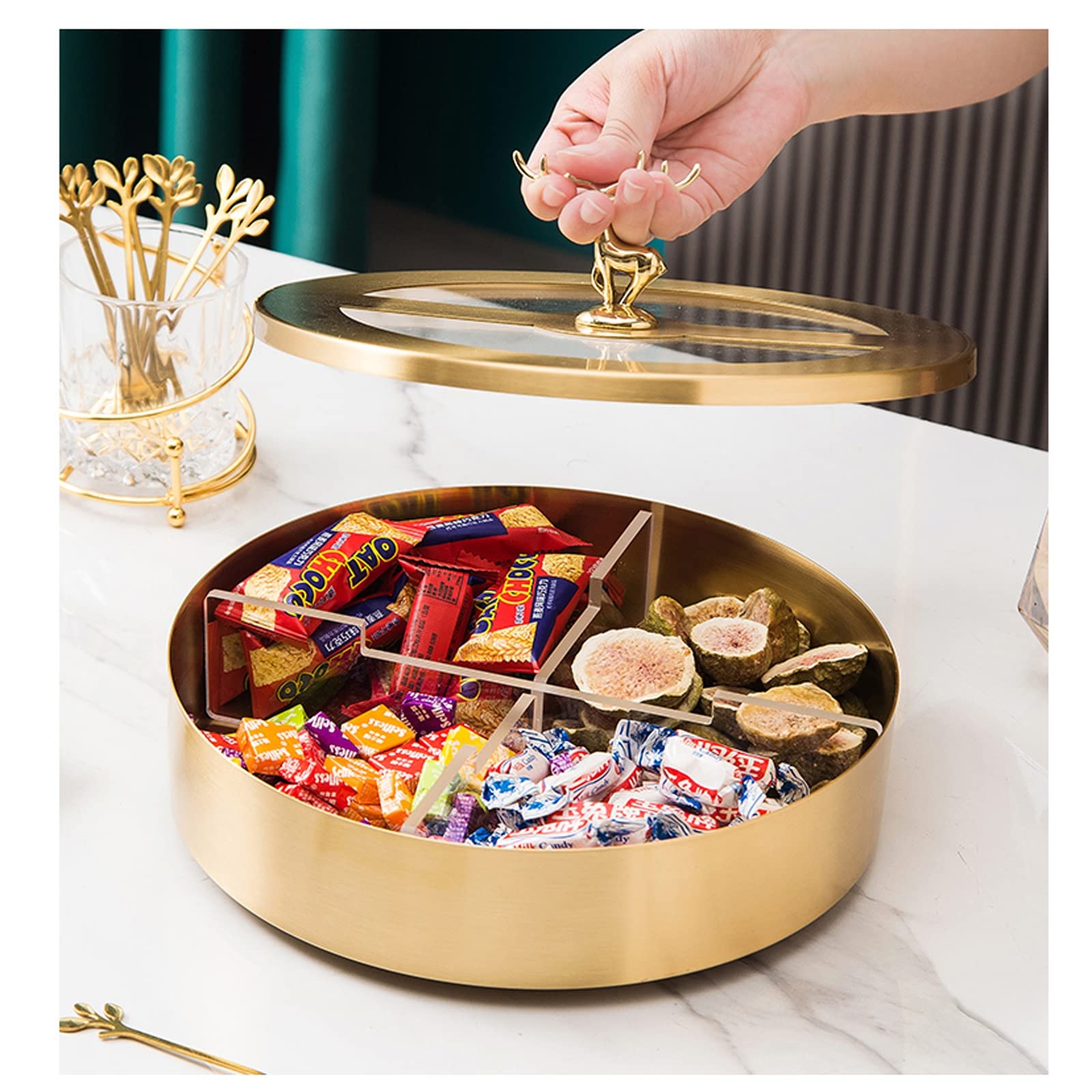 Pure Copper Fruit Bowl - Elegant Candy & Snack Tray for Living Room Coffee Table | Luxury Dried Fruit Storage Basket | Perfect for Home Decor, Entertaining Guests & Healthy Snacking