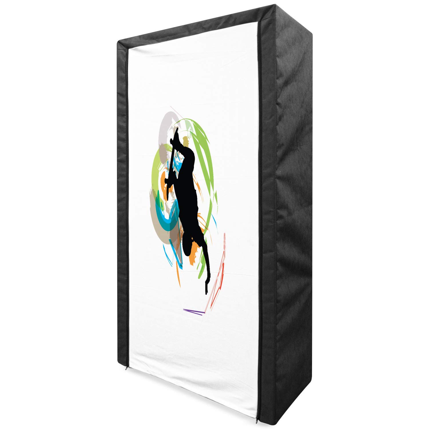 Ambesonne Portable Fabric Wardrobe for Teens - Skateboarder Design with Grunge Effect, 33.5