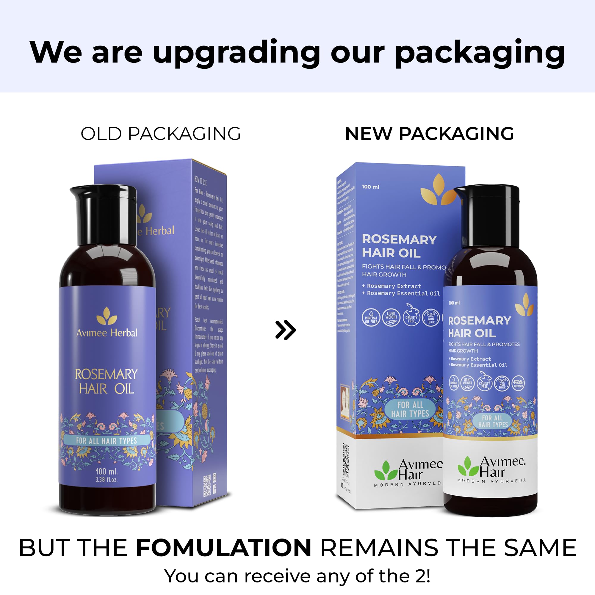 Avimee Herbal Rosemary Hair Oil for Hair Growth & Scalp Care | 100% Pure Natural Treatment for Hair Loss, Dandruff & Thinning Hair | Mineral Oil Free | 100ml | Perfect for Daily Hair Care Routine & Scalp Massage