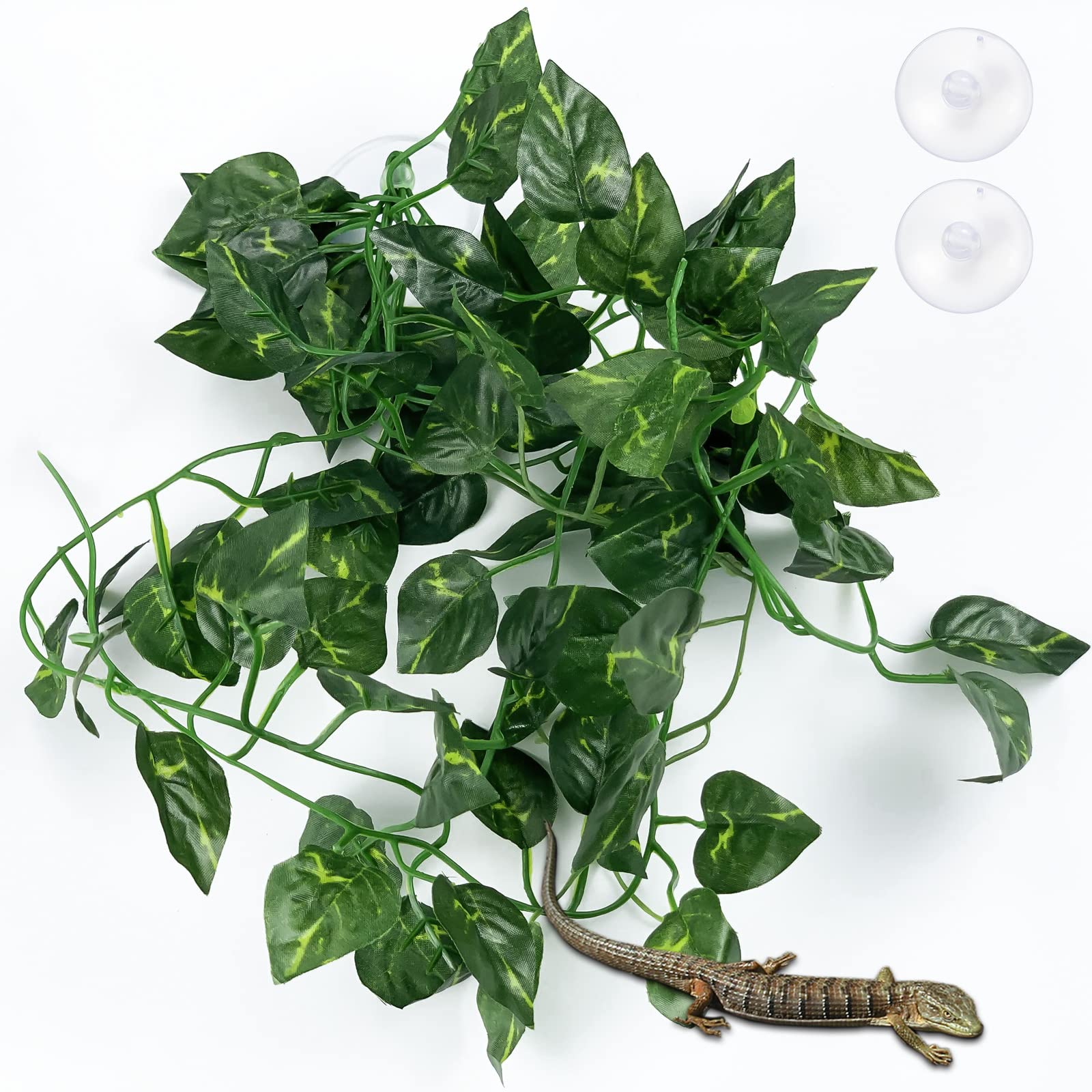Bluecoco Terrarium Plants - Natural Colored Vines with Suction Cups for Reptile Habitats | Perfect for Lizards, Bearded Dragons, Chameleons, Geckos & Snakes | Enhances Amphibian Terrarium Decor & Creates Natural Jungle Environment