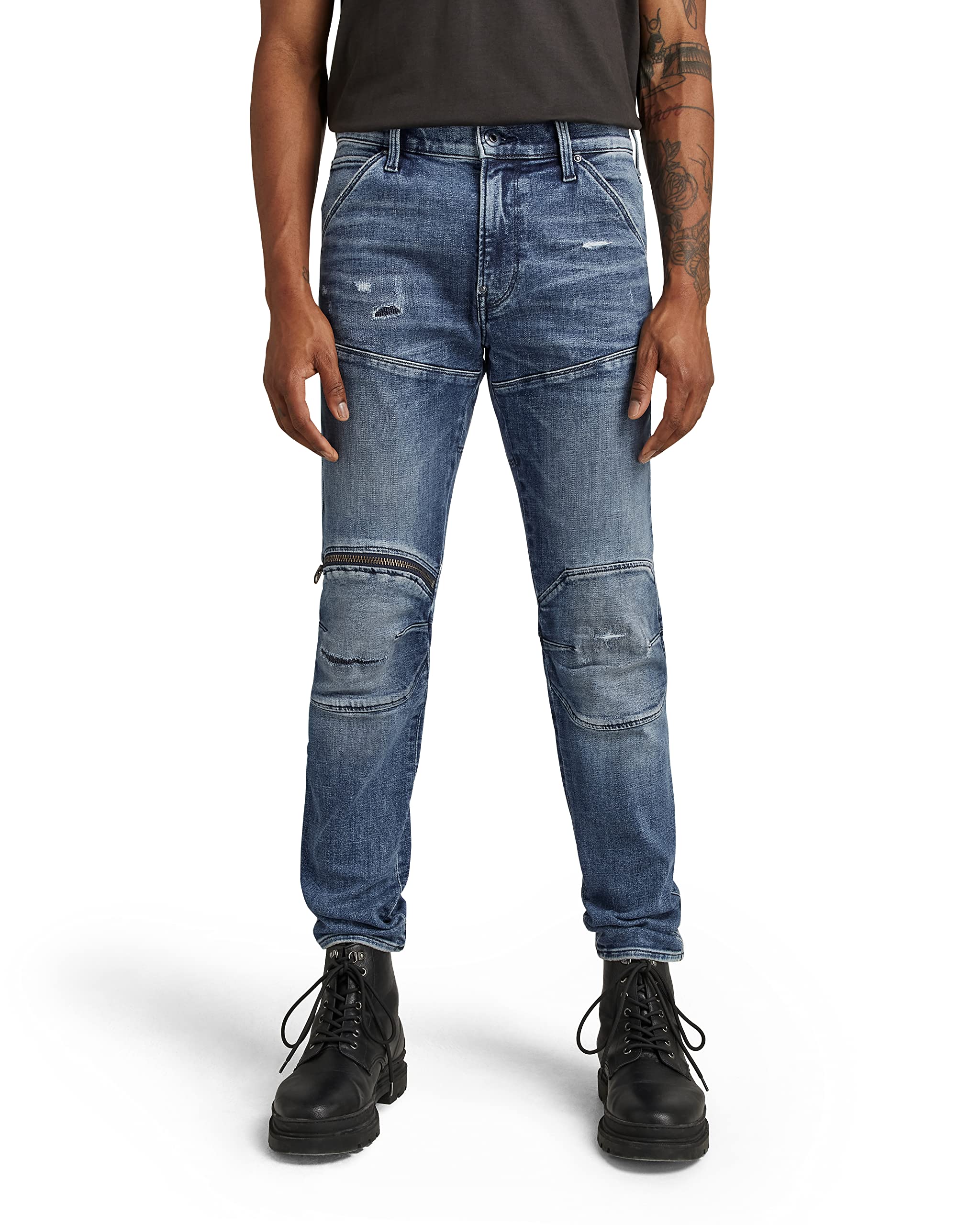 5620 3D Zip Knee Skinny Fit Jeans for Women - Trendy High Waist Stretch Denim Pants, Perfect for Casual Outfits & Night Out