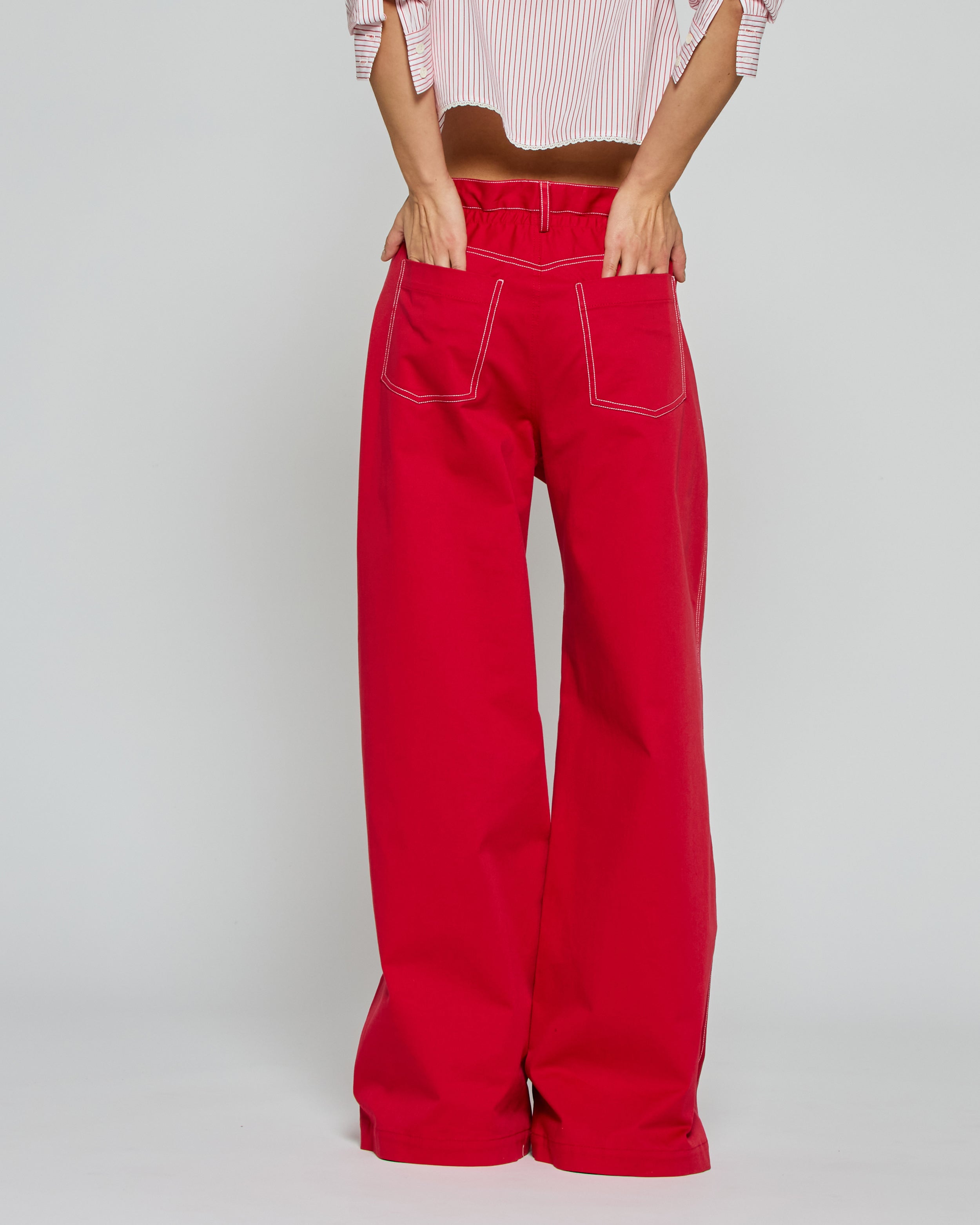 Stylish Red Paper Bag Jeans for Women - High Waisted Stretch Denim Pants - Perfect for Casual Outfits, Dates & Streetwear Fashion