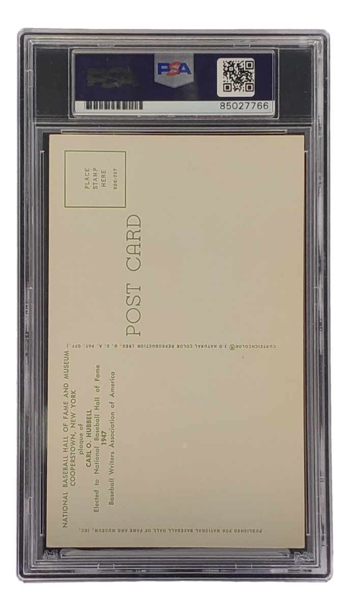 Authentic Carl Hubbell Signed 4x6 New York Giants Hall Of Fame Plaque Card with PSA/DNA Certification 85027766 - Perfect for Baseball Memorabilia Collectors and Sports Fans Display