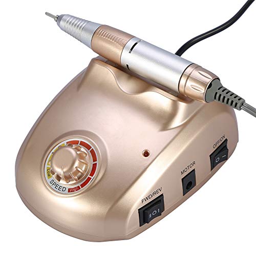 Zouminyy 30000 RPM Professional Nail Drill Machine - Electric Manicure & Pedicure Kit with 6 Bits, LED Display & User Manual for Salon & Home Nail Care (US Gold)