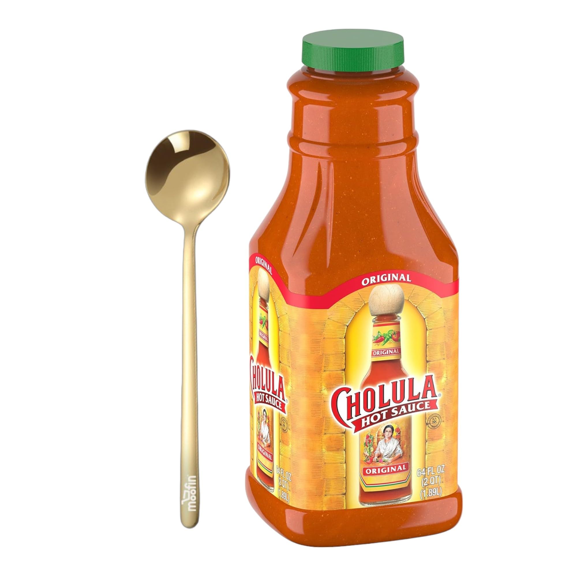 Authentic Mexican Hot Sauce 64 Oz - Signature Spice Blend with Perfect Heat Balance | Includes Golden Spoon | Great for Tacos, Wings, Nachos & Cooking | Premium Hot Sauce Gift Set [Pack of 1]
