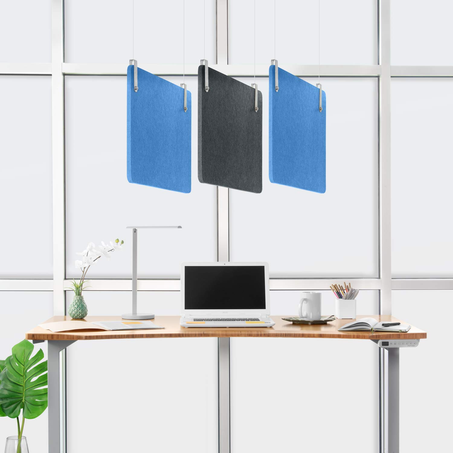 Uplift Desk Acoustic Hanging Kit with Soundproof Panel & Hardware - 52x22 Inches Dark Gray Wall Mount for Home Office, Studio & Conference Room Noise Reduction