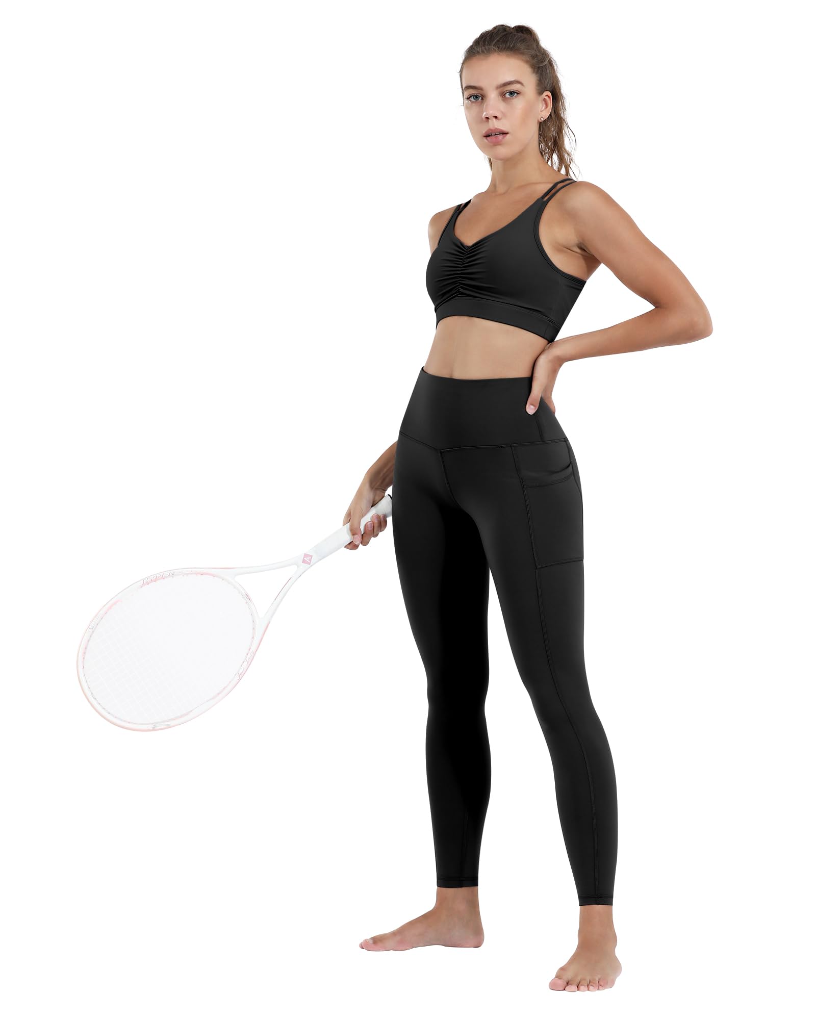 CHRLEISURE Women's High Waisted Yoga Pants with Pockets - Tummy Control Workout Leggings for Running, Gym & Lounge Wear