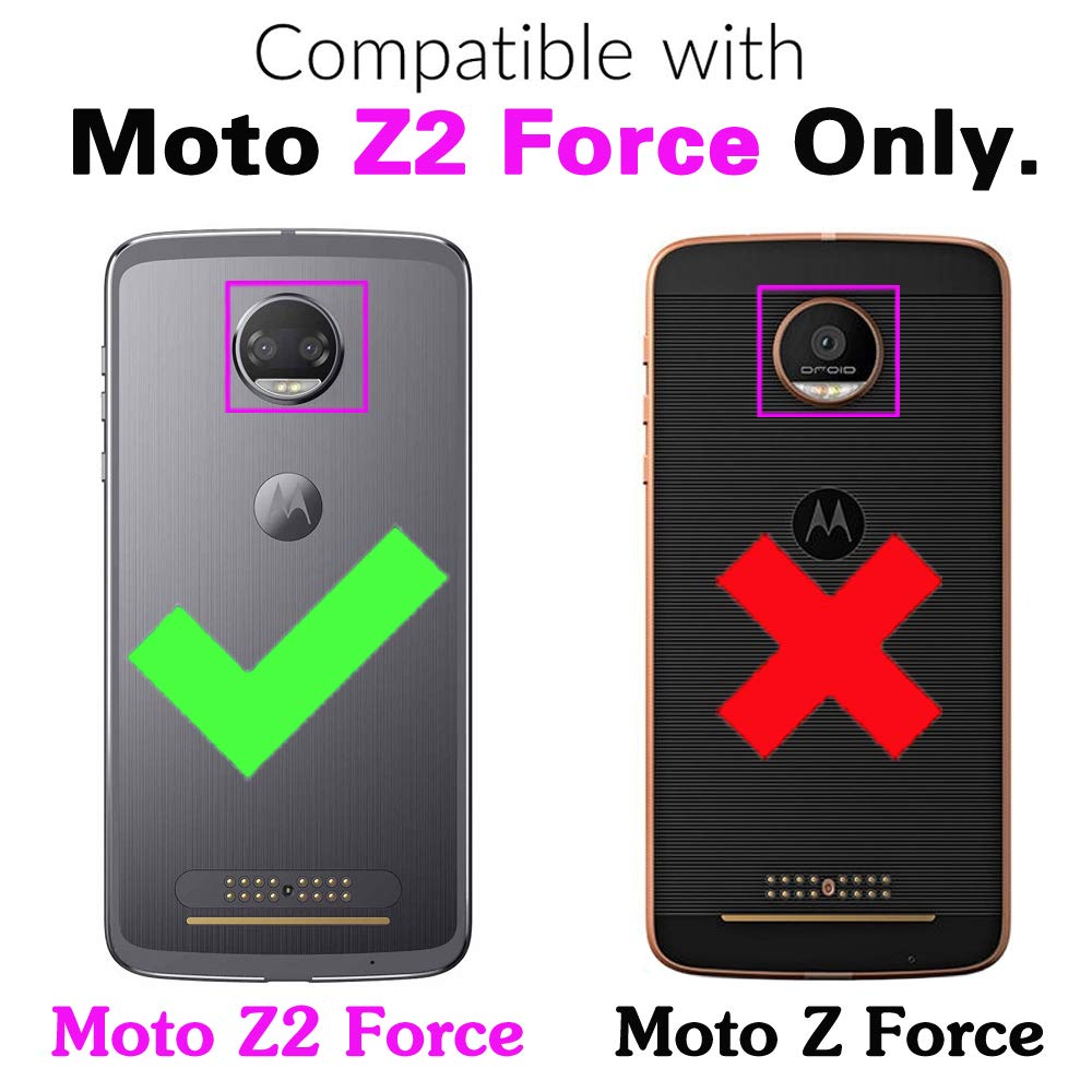 Premium Leather Flip Wallet Case with Card Holder & Wrist Strap for Moto Z2 Force - Compatible with Motorola MotoZ2Force Droid MotoZ2 Z2Force Z2 2Z (Blue) | Protective Phone Cover with Stand Feature for Daily Use & Travel