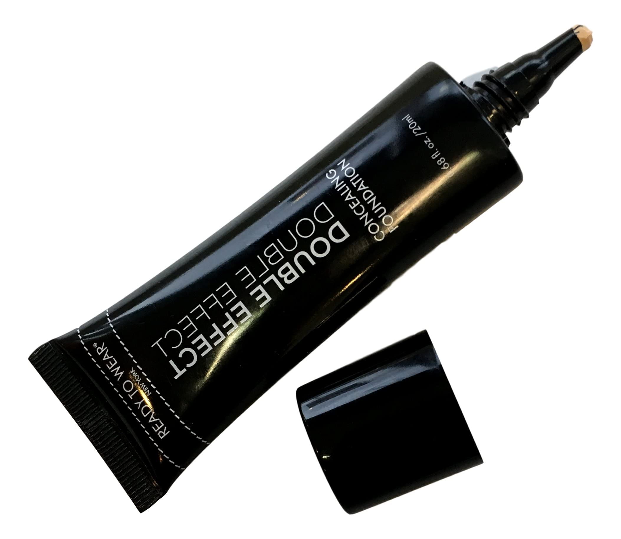 Double Effect Concealing Foundation - Made in Italy, Medium Shade with Bonus 2-Sided Brush | Full Coverage, Long-Lasting Wear for Flawless Skin | Perfect for Daily Use, Special Occasions & Photo Shoots