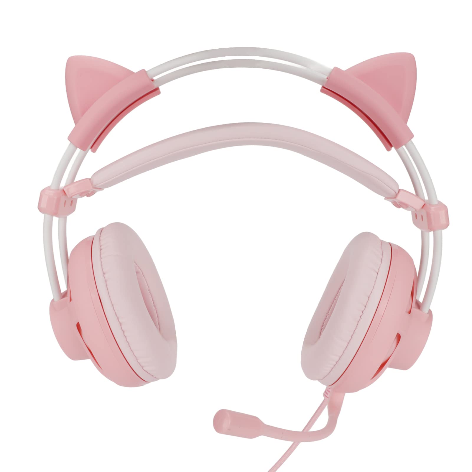 ASHATA Gaming Headset for PS5, PC, Laptop - 7.1 Surround Sound Wired Headphones with Noise Cancelling Mic, Over-Ear Comfort for Gaming & Online Meetings (Gray Pink) - Perfect for Fortnite, Zoom Calls & Streaming