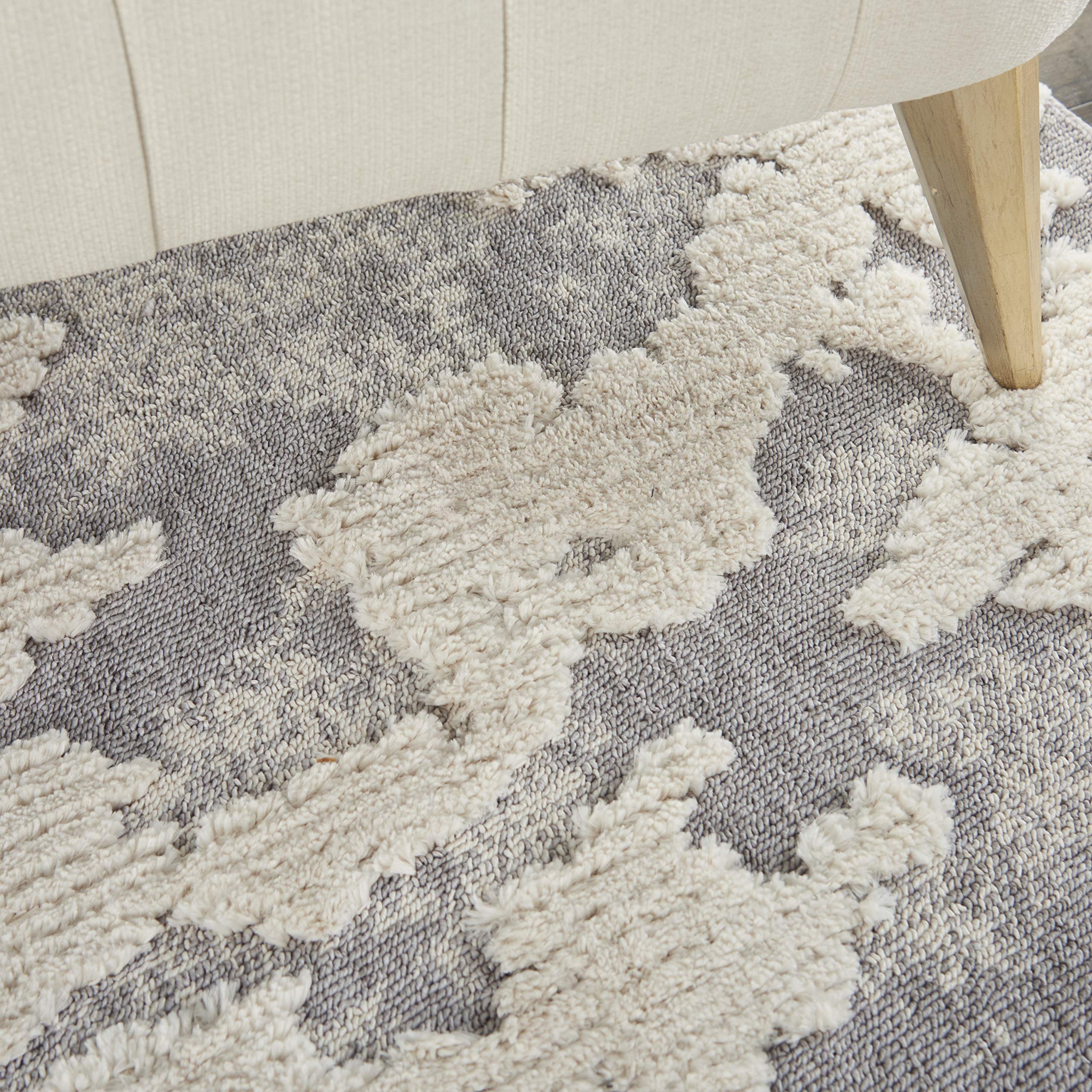 Nourison Textured Contemporary Abstract Ivory/Grey 4' x 6' Area Rug - Easy to Clean, Non-Shedding, Soft & Durable - Perfect for Bedroom, Living Room, Dining Room & Kitchen Decor (4x6)