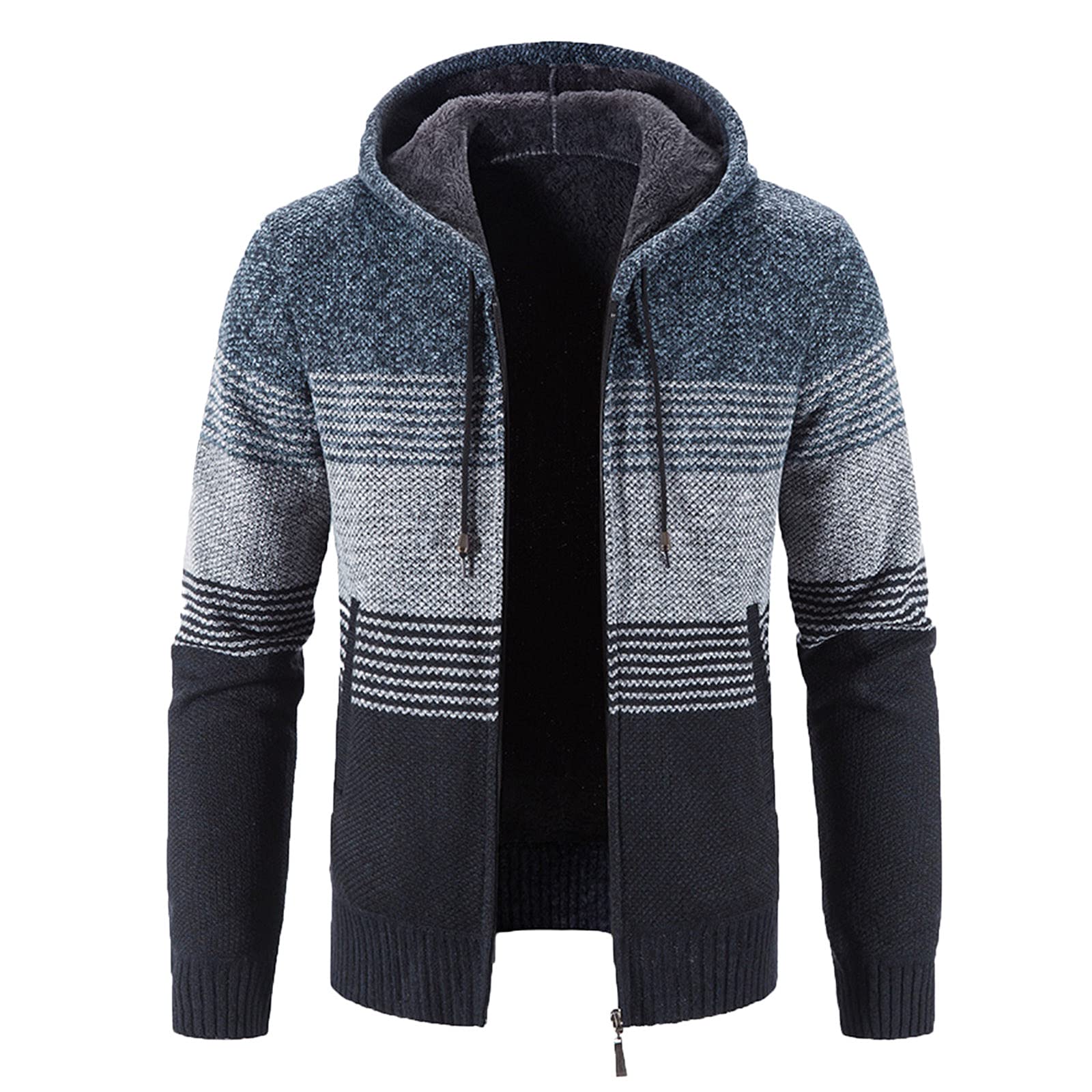 Men's Heavyweight Winter Jacket - Warm Open Front Knit Cardigan Sweater | Regular Fit Trench Coat for Cold Weather | Perfect for Outdoor Activities, Work Commute & Casual Wear