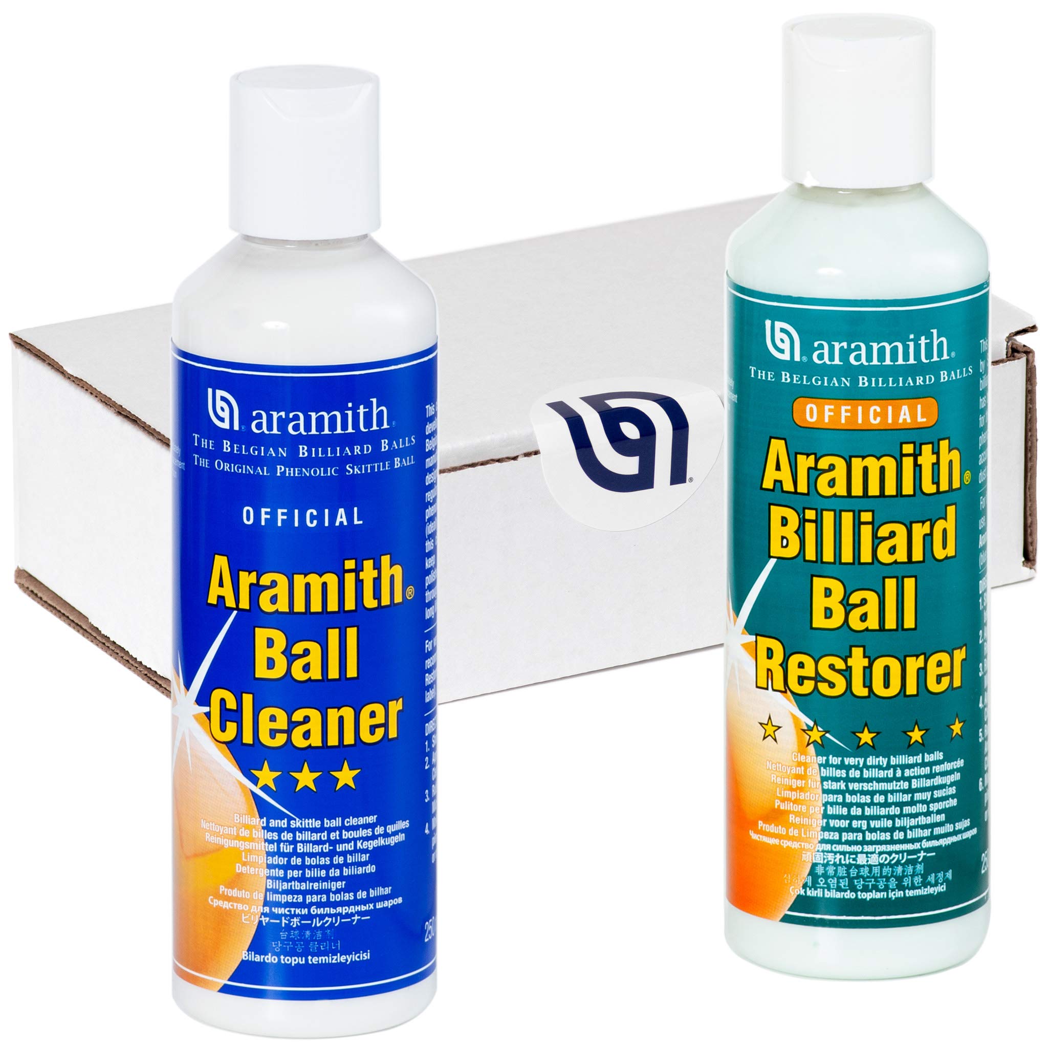 Aramith 2-Pack Billiard Ball Cleaner and Restorer Set - 8.4 fl.oz Bottles Each - Perfect for Pool Table Maintenance & Professional Tournament Use