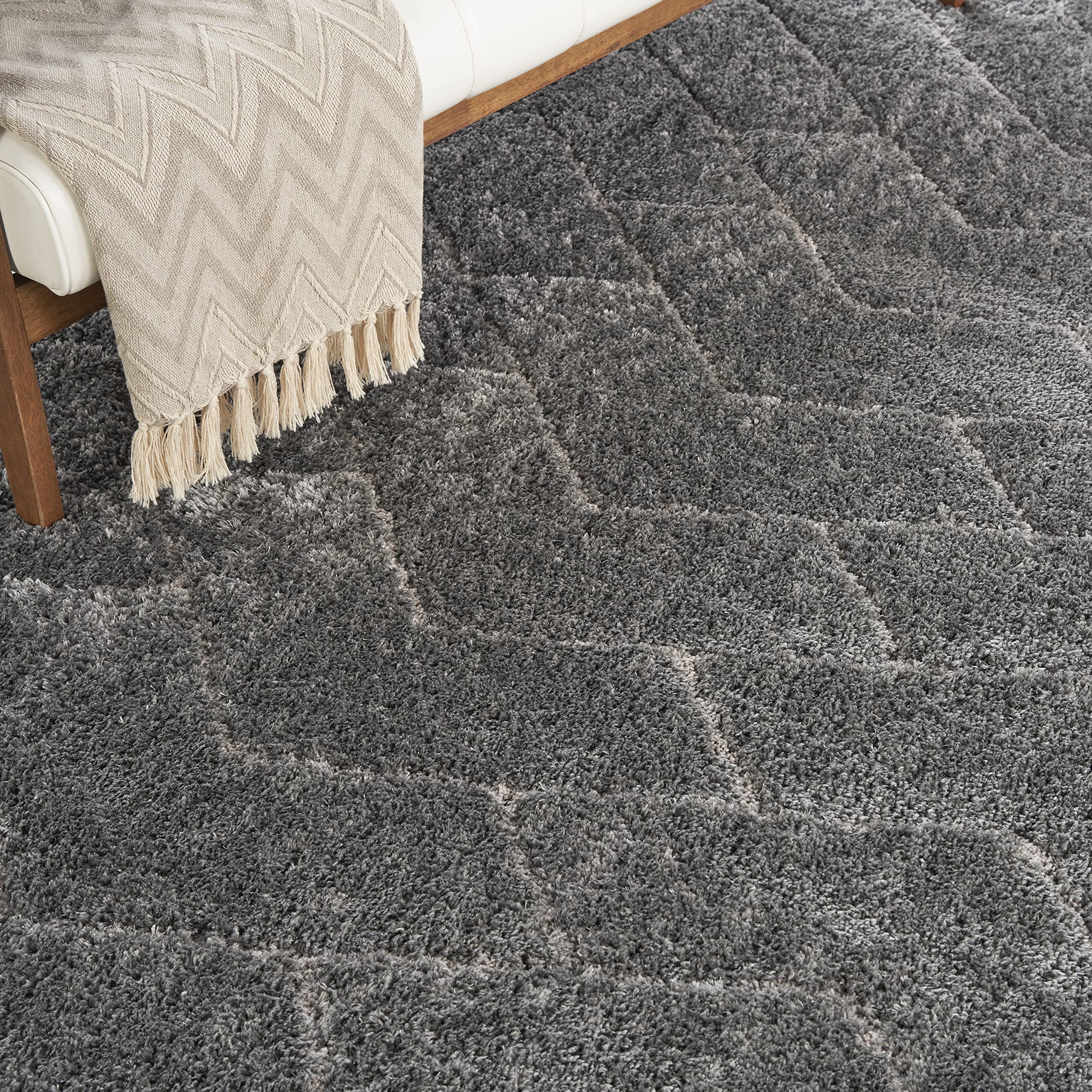 Nourison Luxurious Shag Abstract Grey 7'10