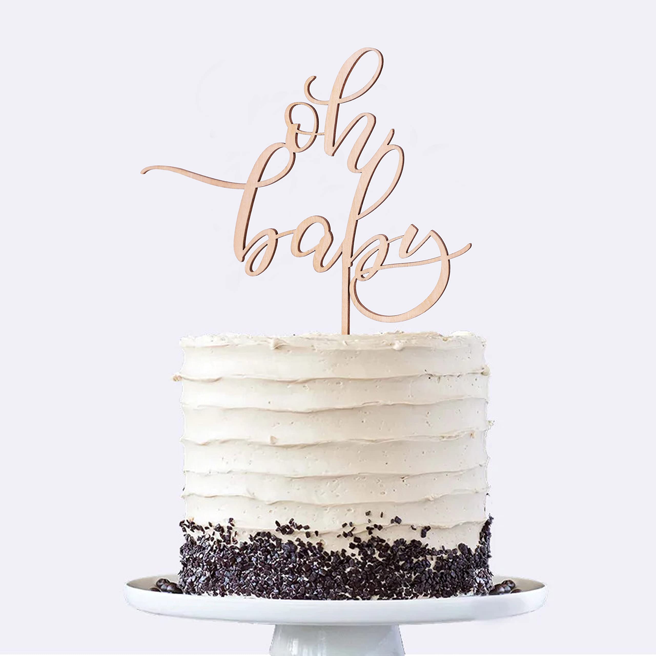 Oh Baby Cake Topper - Wooden Baby Shower Cake Topper, 1st Birthday Cake Decor, Gender Reveal Party Sign, Smash Cake & Photo Booth Prop - Perfect for Baby Showers, Birthdays & Gender Reveal Parties