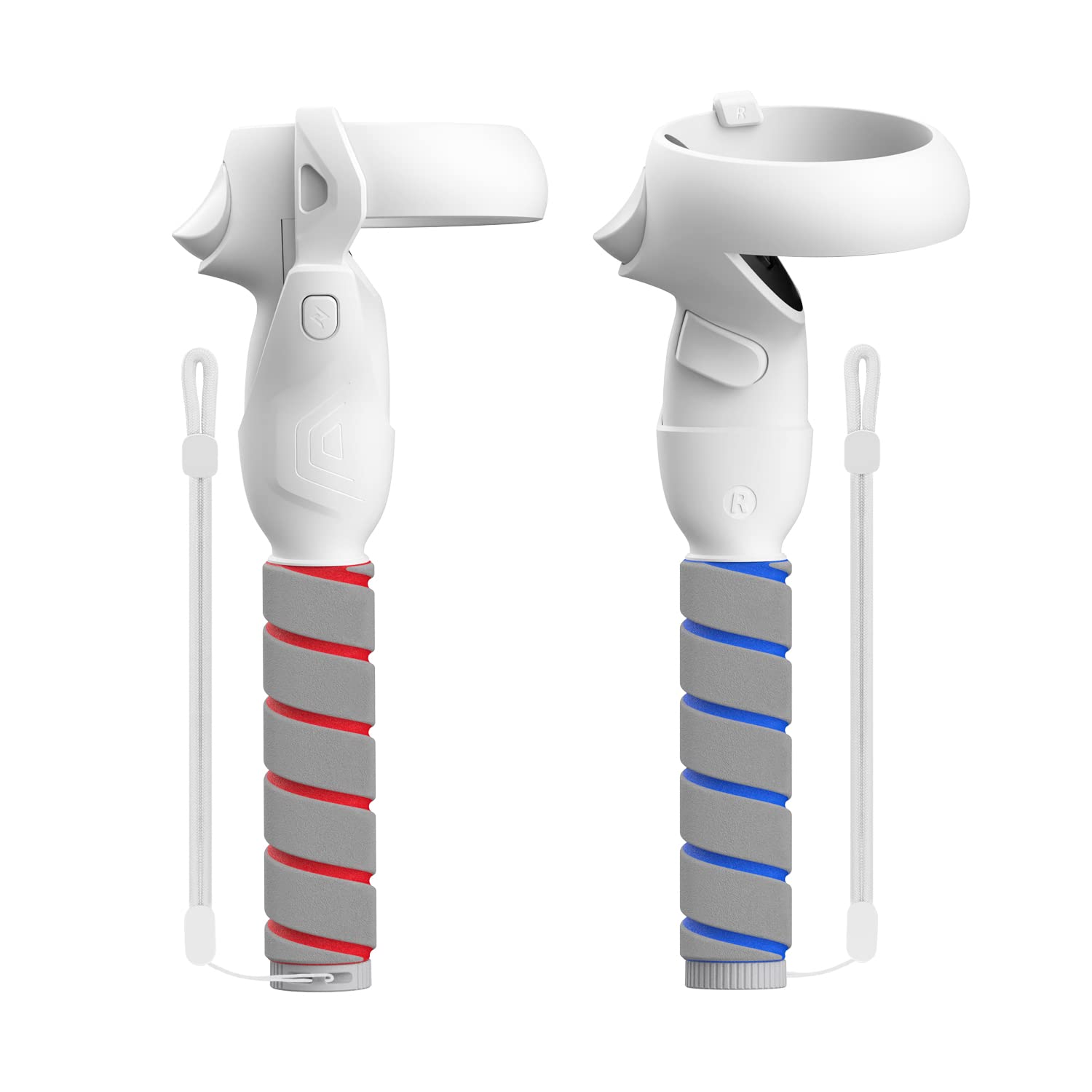 ZYBER VR Controller Grips for Oculus Quest 2 & Meta Quest 2 - Enhanced Handle Attachments for Beat Saber, Gorilla Tag, Golf & Baseball Games - White (Perfect for VR Gaming, Sports Simulation & Fitness Workouts)