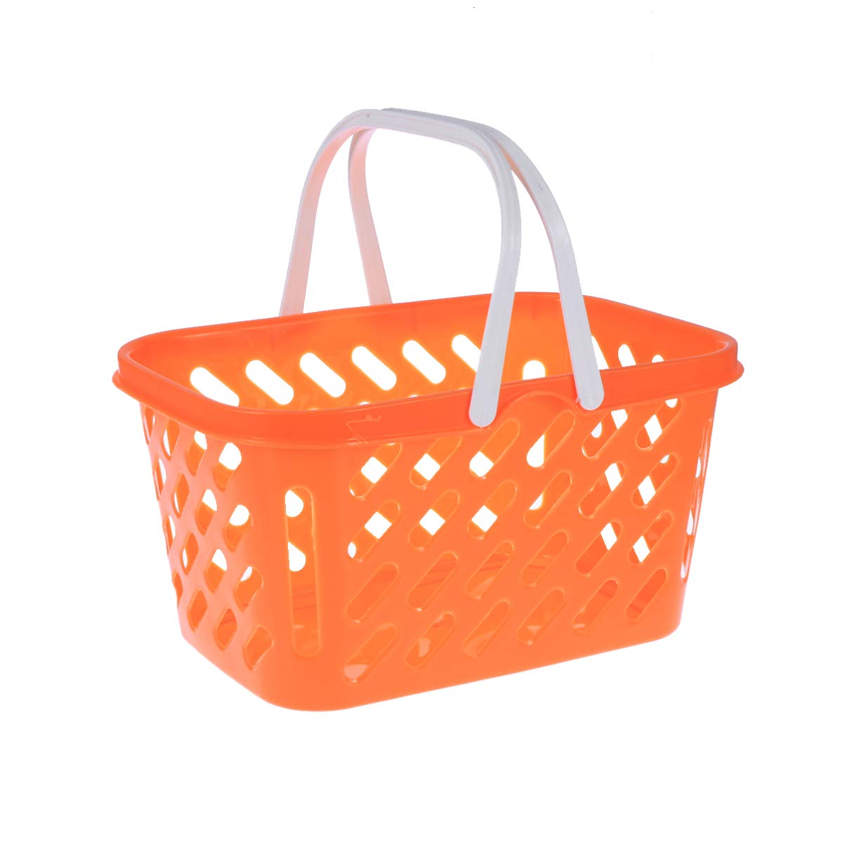 Kisangel Stackable Plastic Storage Bins - Portable Grocery Basket, Mini Picnic Basket & Kids Toy Organizer - Durable Orange Storage Container for Home, Playroom & Party Favors - Perfect for Pretend Play, Toy Storage & Household Organization