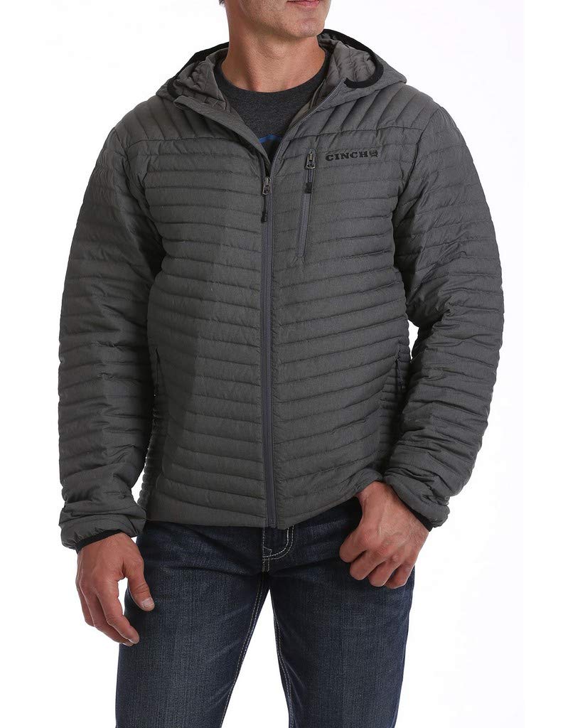 Men's Mid-Weight Down Jacket - Gray - Cinch Apparel - Warm Winter Coat for Outdoor Activities, Hiking & Casual Wear