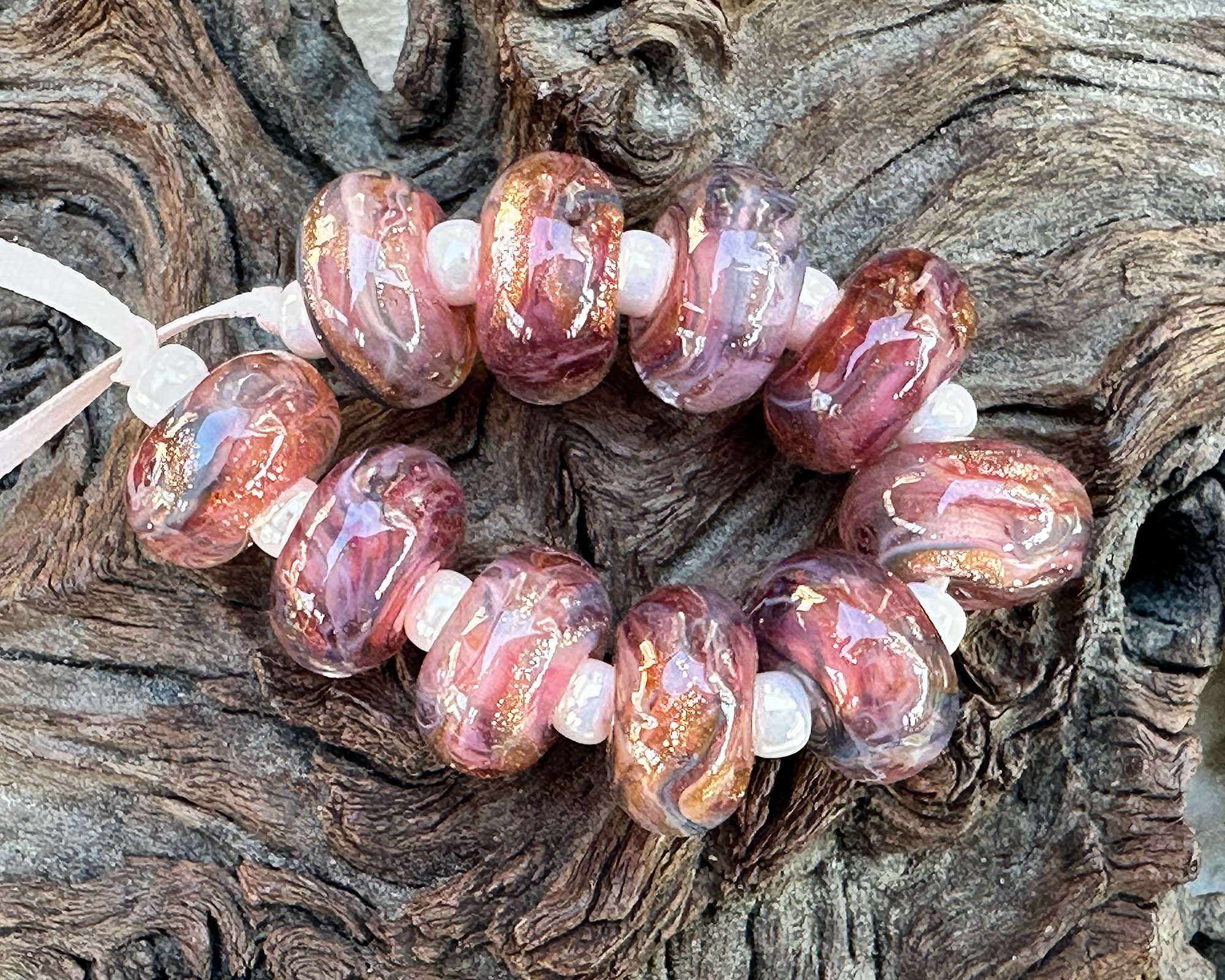 10PCS Cotton Candy Pink Sparkle Glass Lampwork Beads for Jewelry Making - DIY Bracelets, Necklaces, Earrings - Perfect for Crafting, Gifts & Home Decor