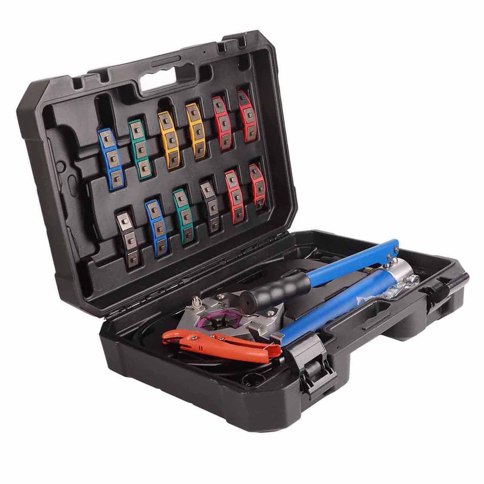 KIMISS Hydraulic Air Hose Crimper Tool Kit - Manual & Auto A/C Hose Crimping Tool Set with Storage Box | Portable Mechanical Repair Kit for Car Air Conditioning, HVAC Systems & Refrigerant Lines