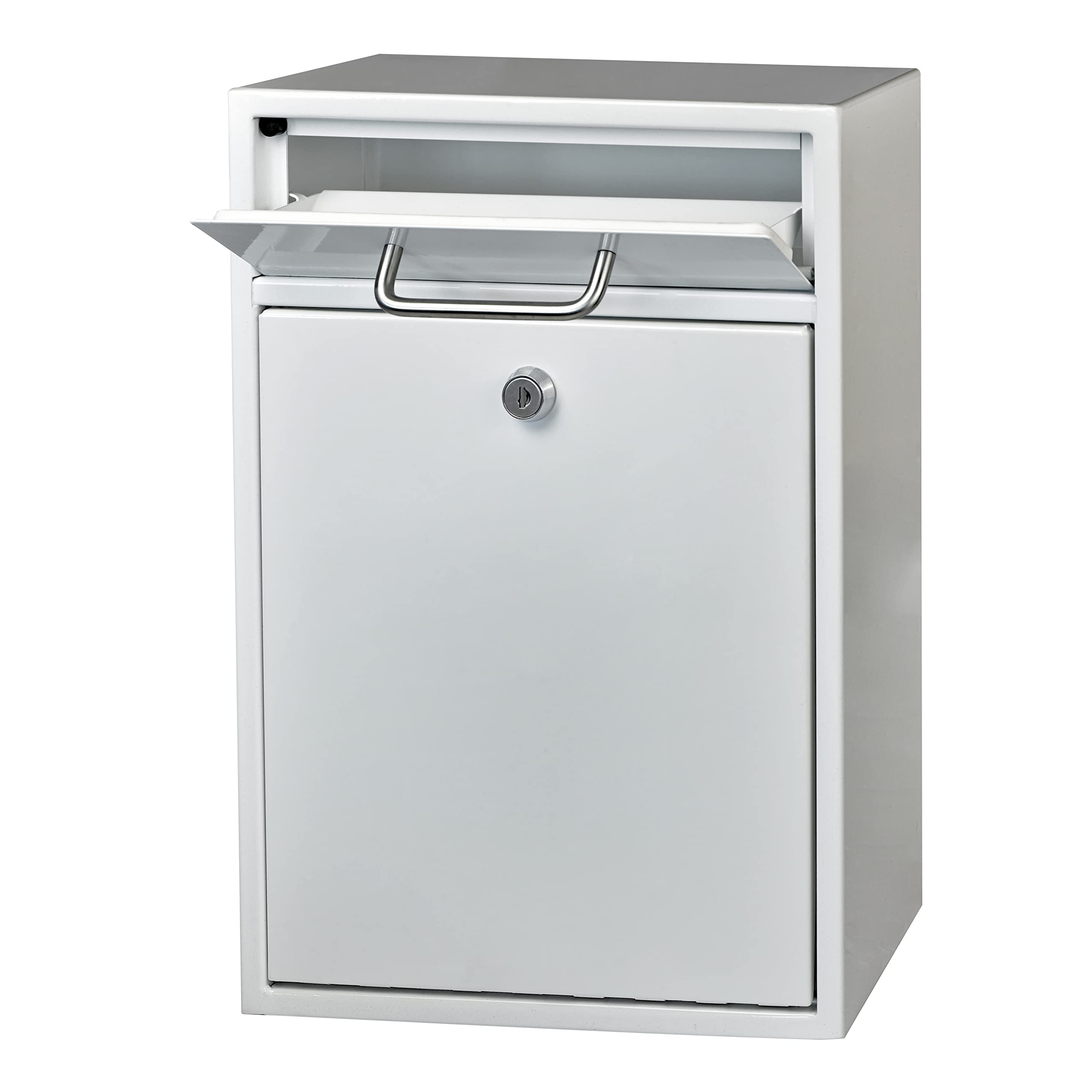 Mail Boss 7420 High Security Steel Locking Wall Mounted Mailbox - Secure Office Drop Box, Suggestion Box & Letter Deposit - Durable Alpine White Mail Collection Solution for Homes, Businesses & Apartments