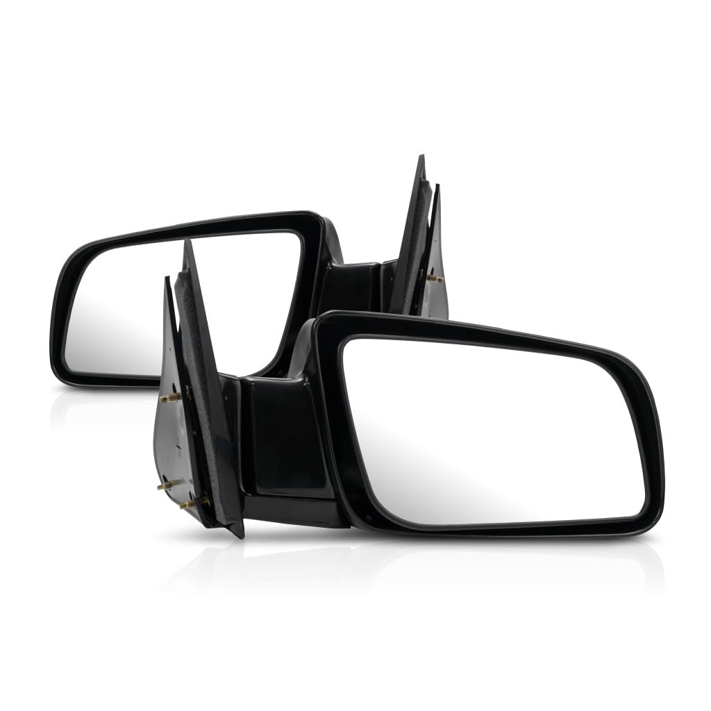 1999 Chevy K1500 Manual Folding Door Mirrors - Black Gloss Non-Heated Pair (Driver & Passenger Side) | GM1320140, GM1321140 | 15764759, 15764760 | Perfect for Truck Restoration & Off-Road Upgrades