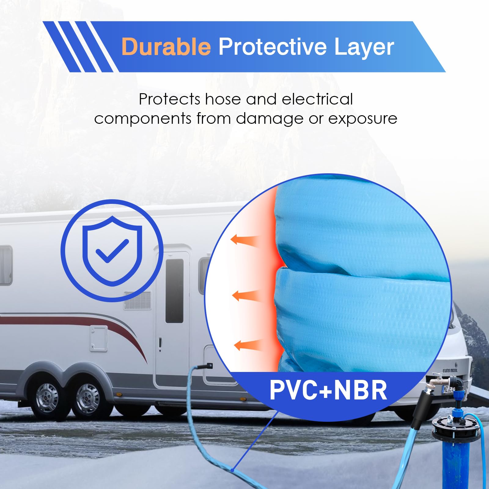 25FT Heated RV Drinking Water Hose with Freeze Protection Down to -40°F/-40°C & Energy-Saving Thermostat - Electrically Heated Water Hose for RV, Camper, Boat, Garden - Perfect for Winter Camping, Boating & Outdoor Water Supply