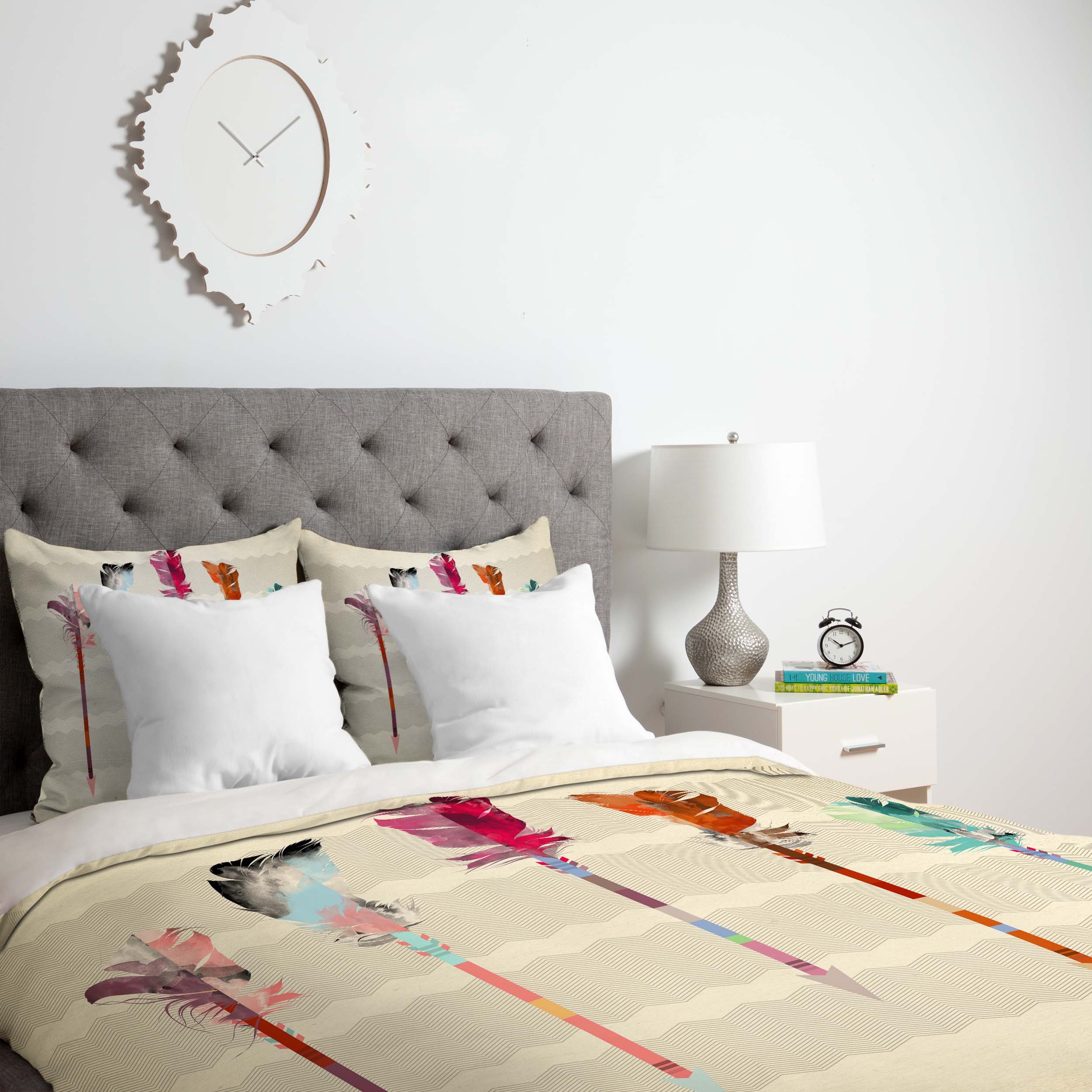 Deny Designs Iveta Abolina Feathered Arrows Duvet Cover - Twin/Twin XL Size, Bohemian Style Bedding Set for Teens & Adults - Perfect for Dorm Rooms, Guest Bedrooms & Boho Chic Home Decor
