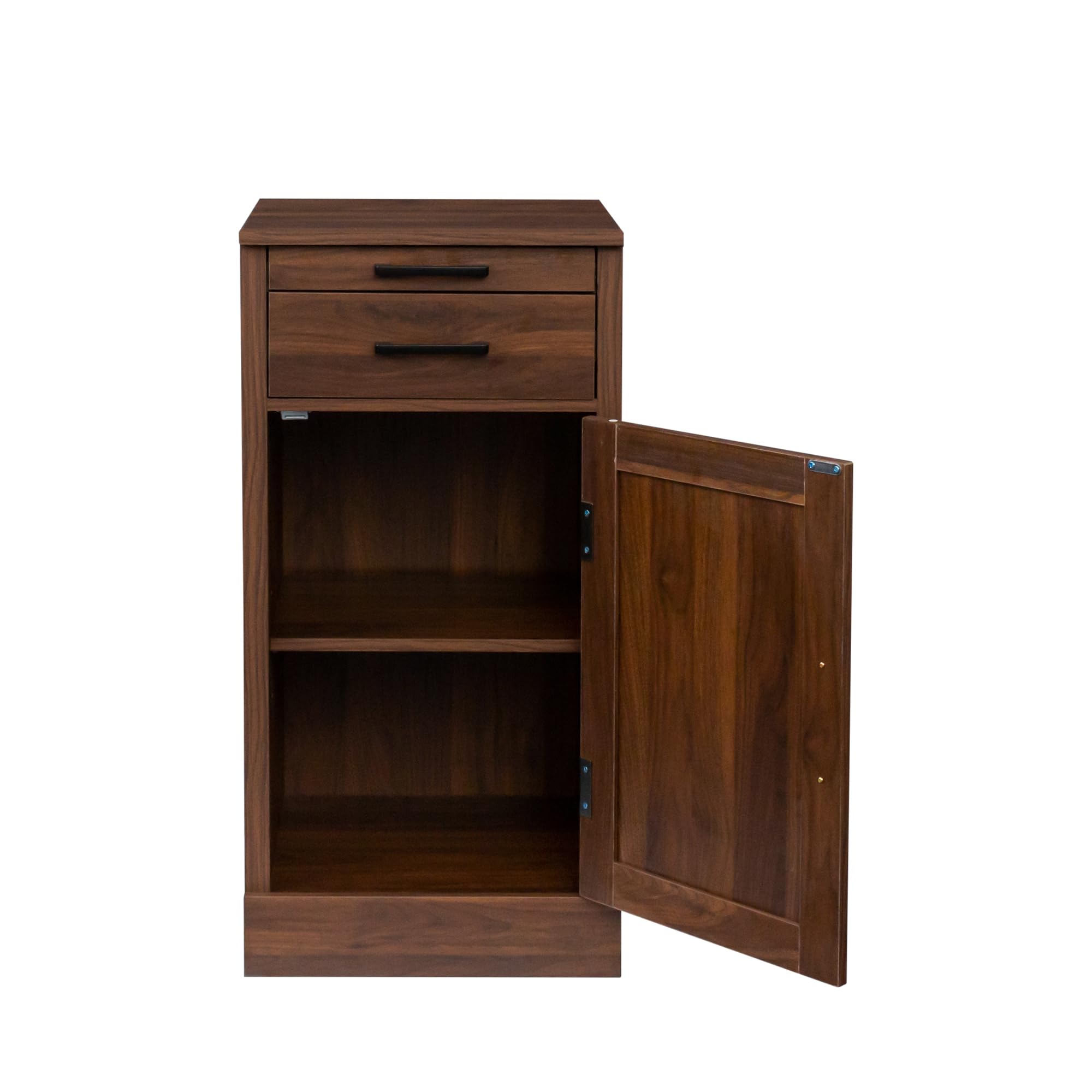 Holaki 2-Piece Modular Wine Bar Cabinet Set - Farmhouse Style Kitchen Hutch with 2 Drawers, Open Shelves & Wine Glass Rack - Walnut Brown Storage Cabinet for Living Room, Dining Room & Kitchen - Perfect for Home Entertaining & Wine Storage